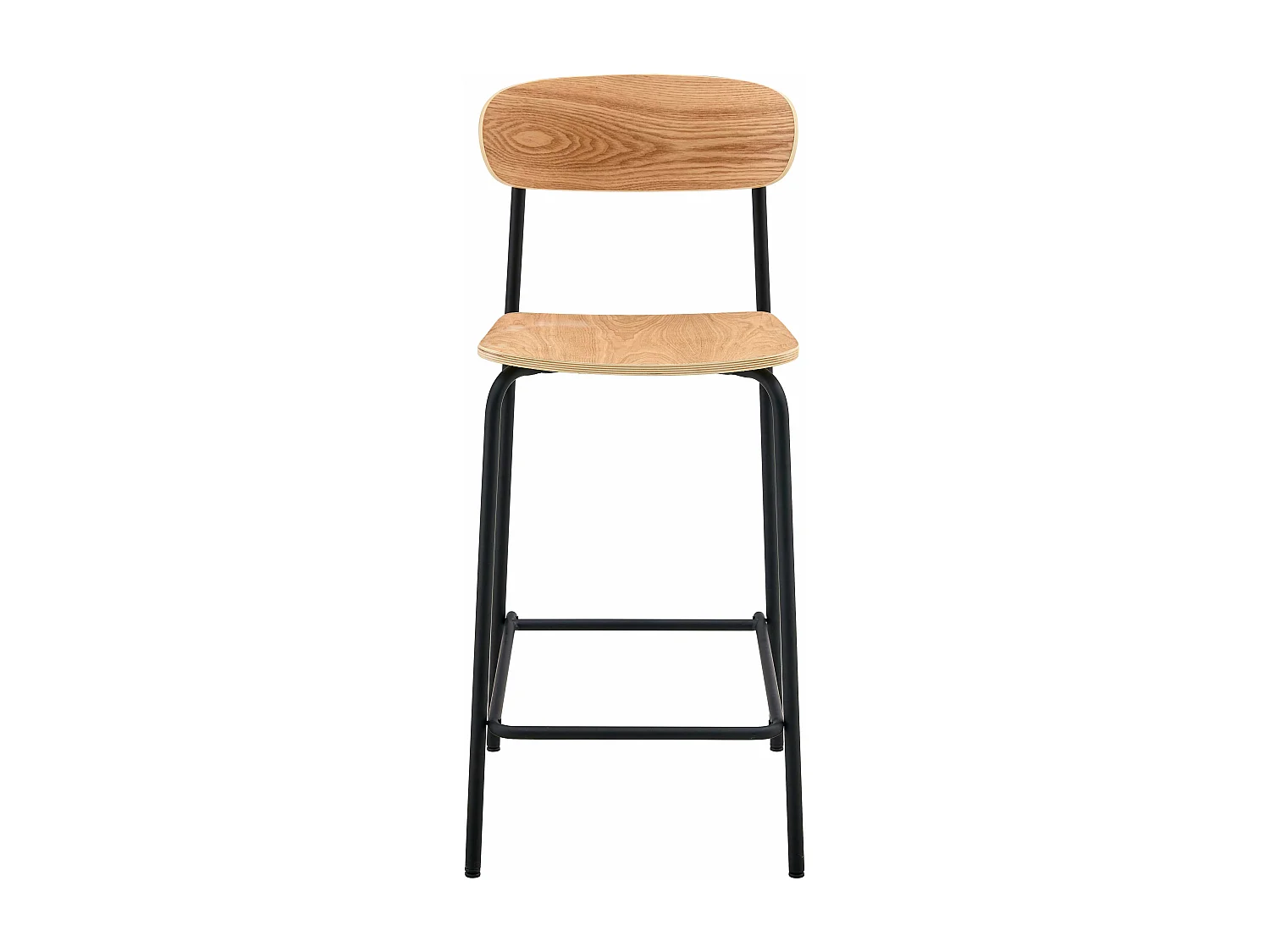 Lot de 2 chaises hautes en métal et bois noir