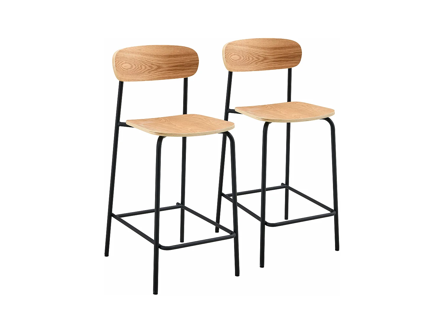 Lot de 2 chaises hautes en métal et bois noir
