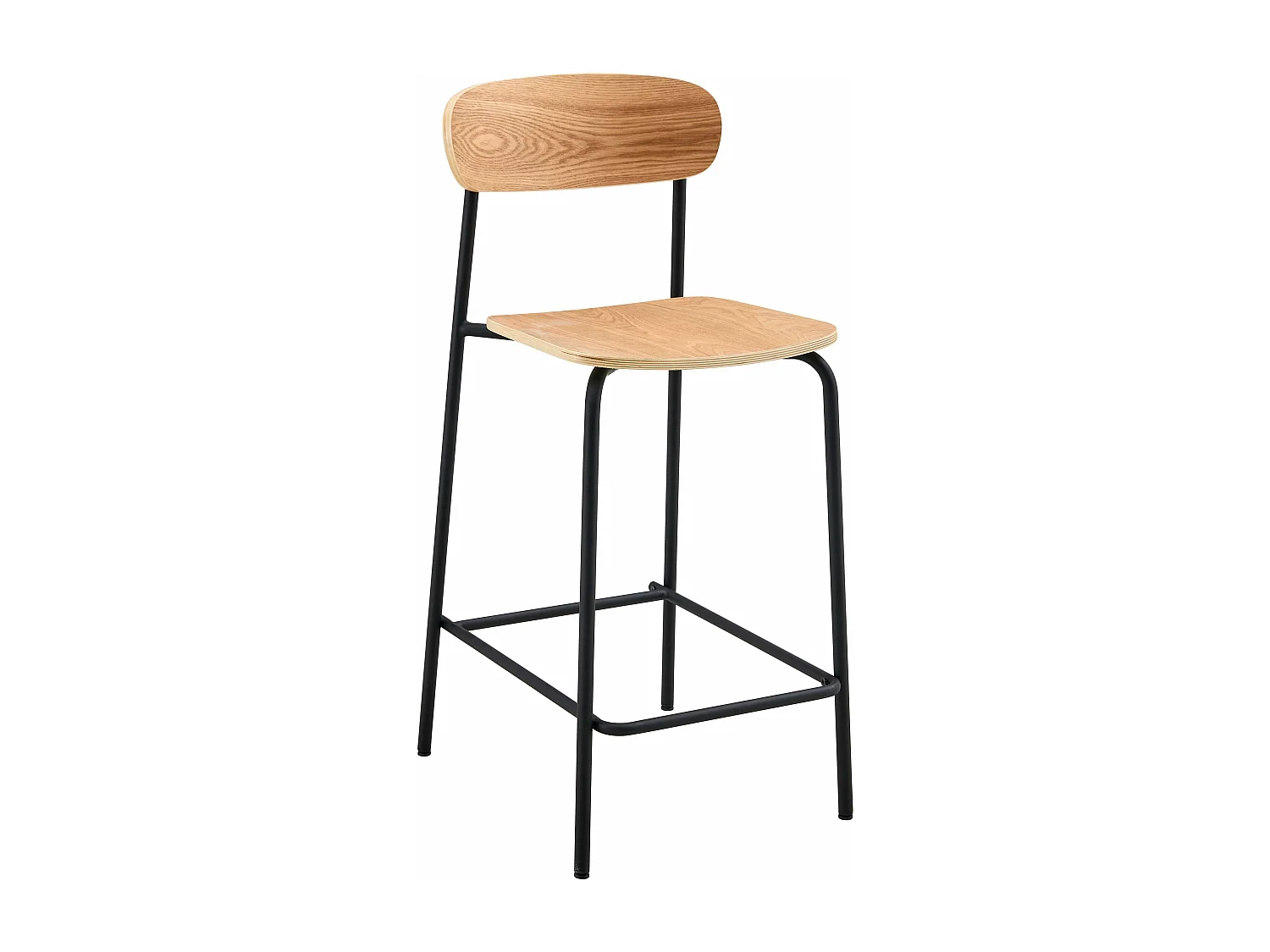 Lot de 2 chaises hautes en métal et bois noir