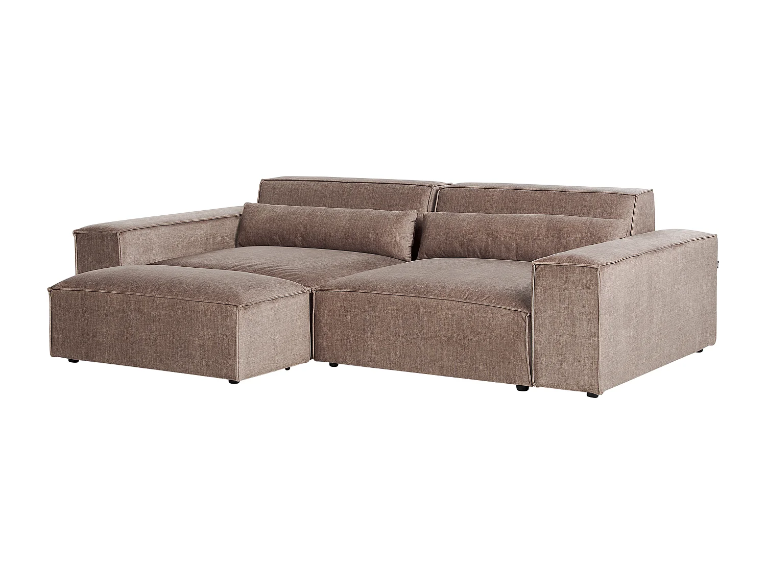 Canapé modulable 2 places HELLNAR Tissu Marron clair avec ottoman