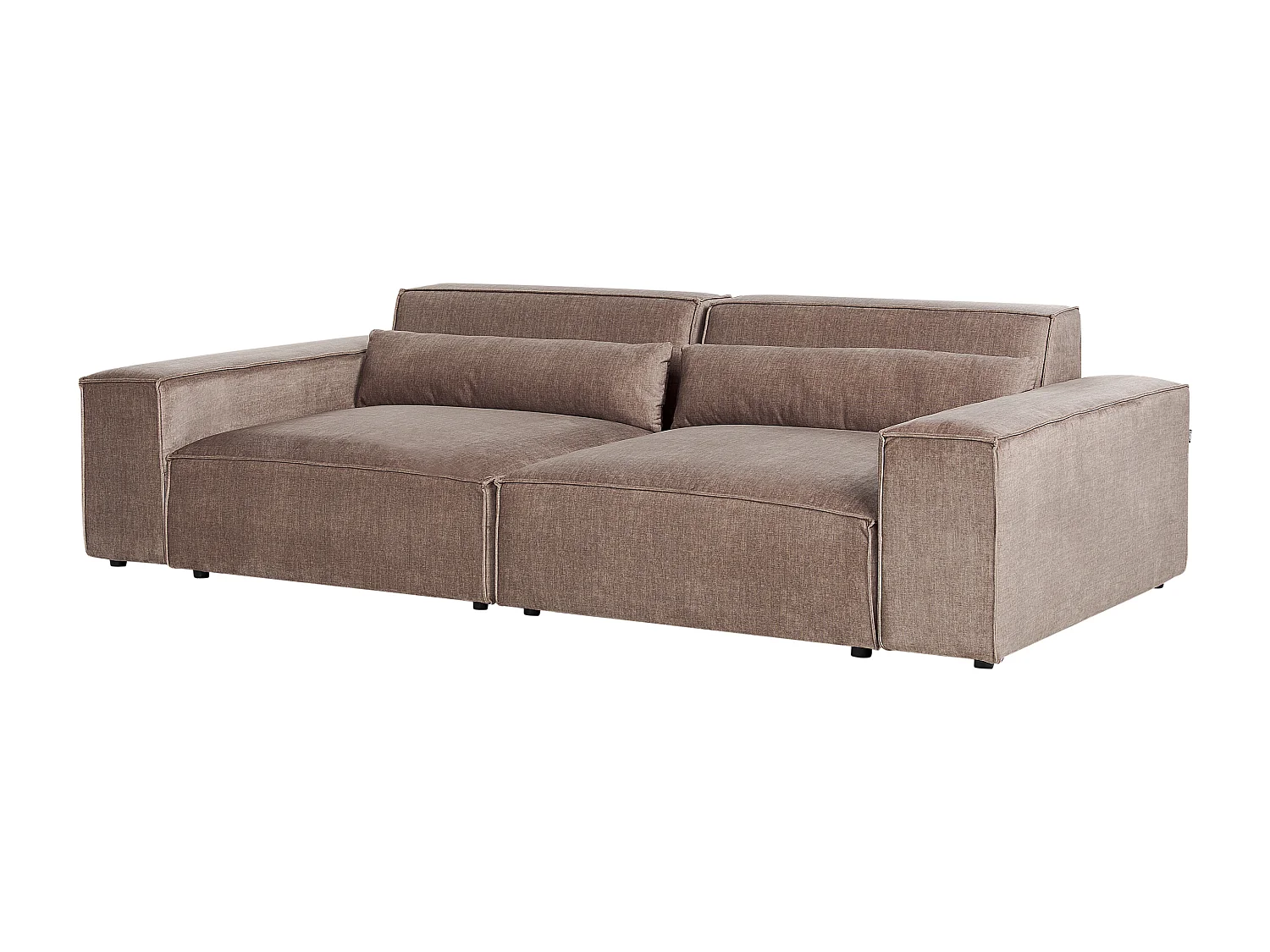 Canapé modulable 2 places HELLNAR Tissu Marron clair avec ottoman