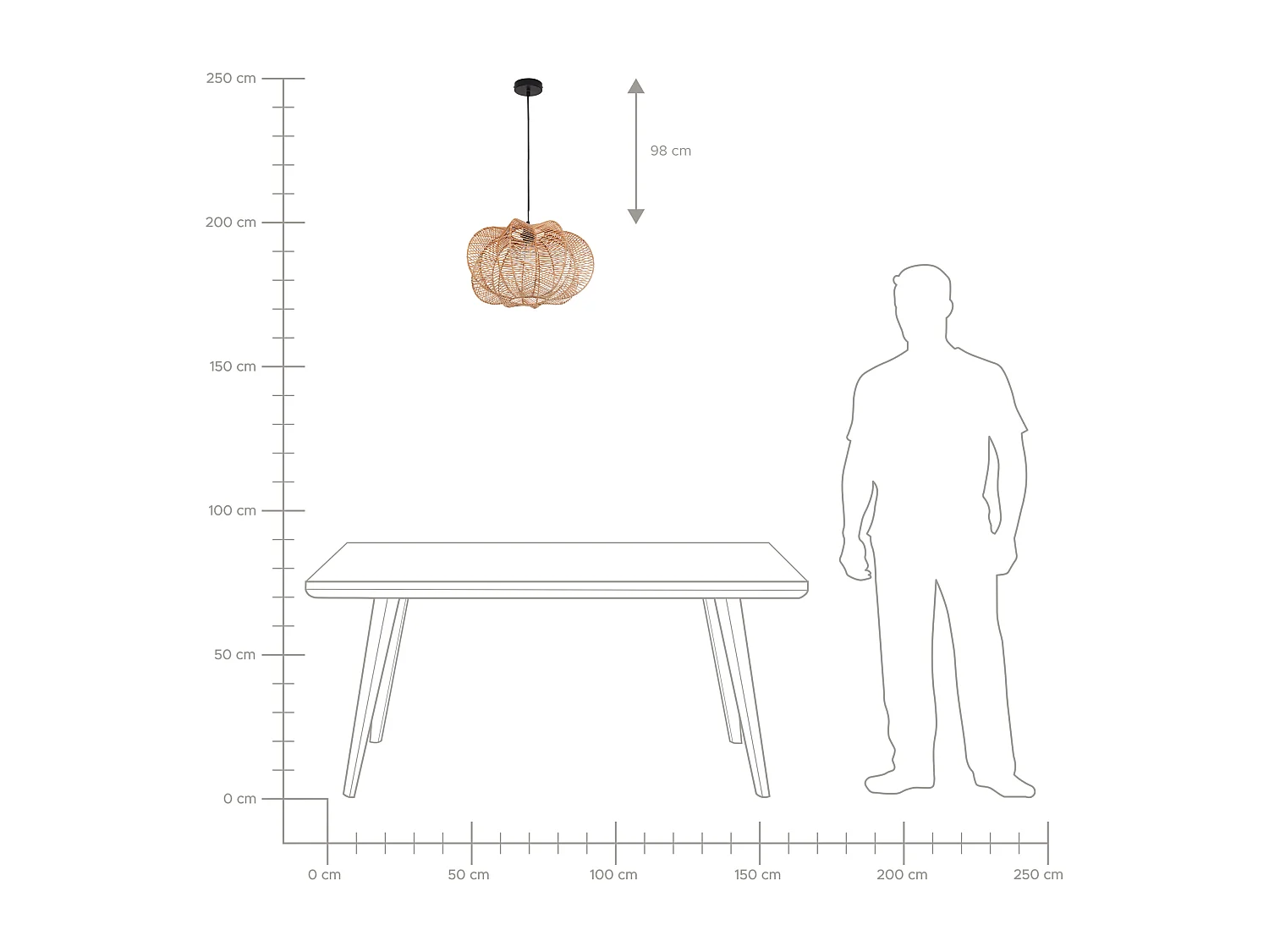 Lampe suspension KIBI Rotin Naturel