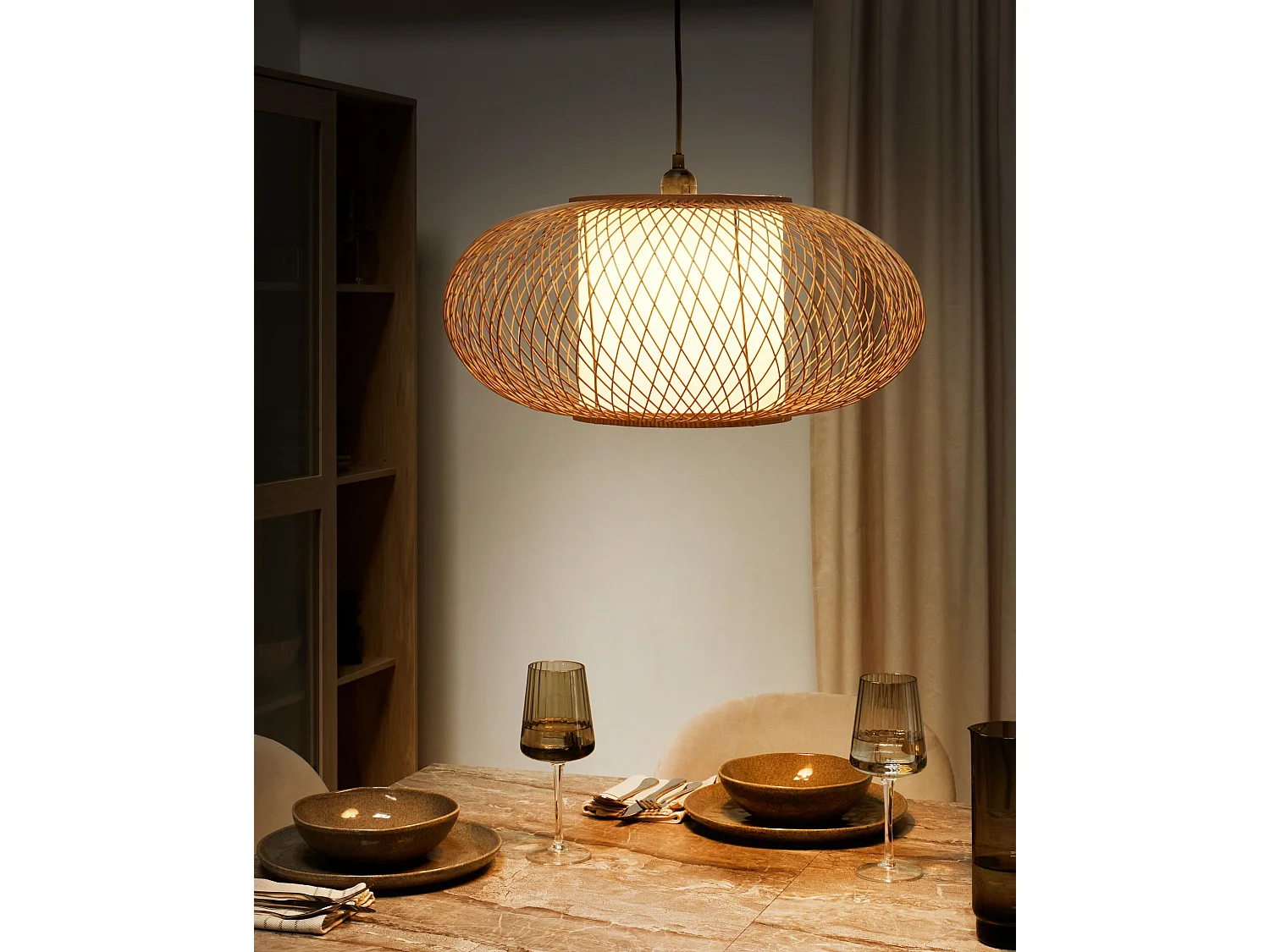 Lampa wisząca LIMBANG Drewno bambusowe Naturalny