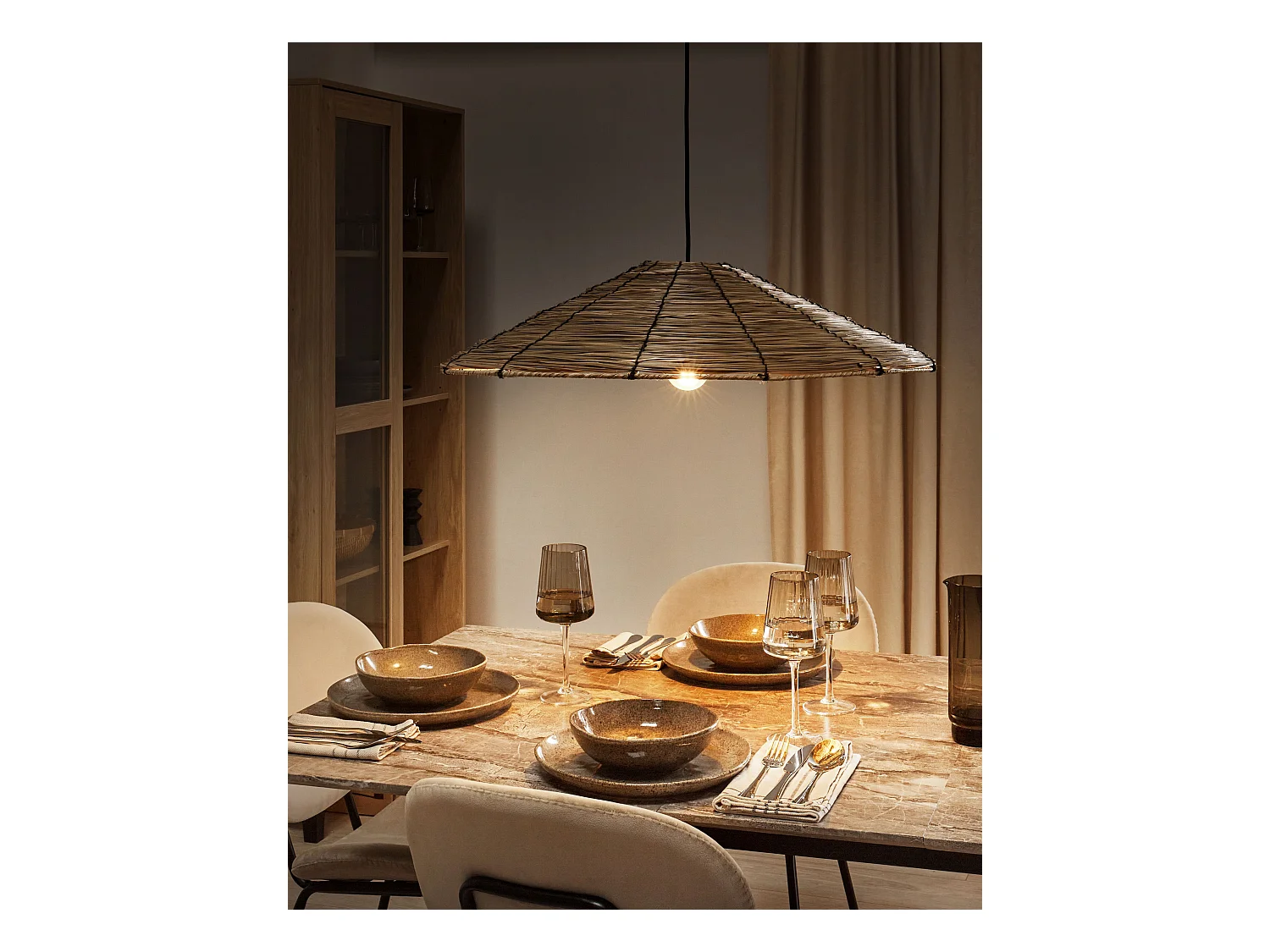 Lampe suspension LUAGAN Osier Naturel