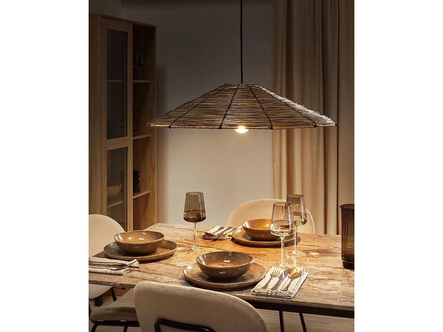 Lampe suspension LUAGAN Osier Naturel