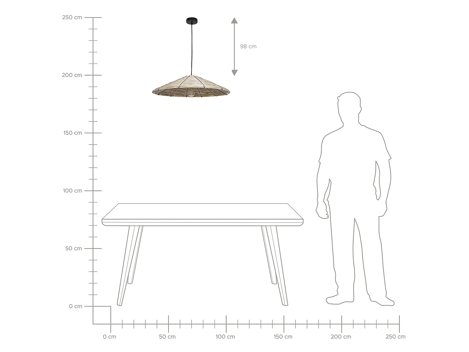 Lampe suspension LUAGAN Osier Naturel
