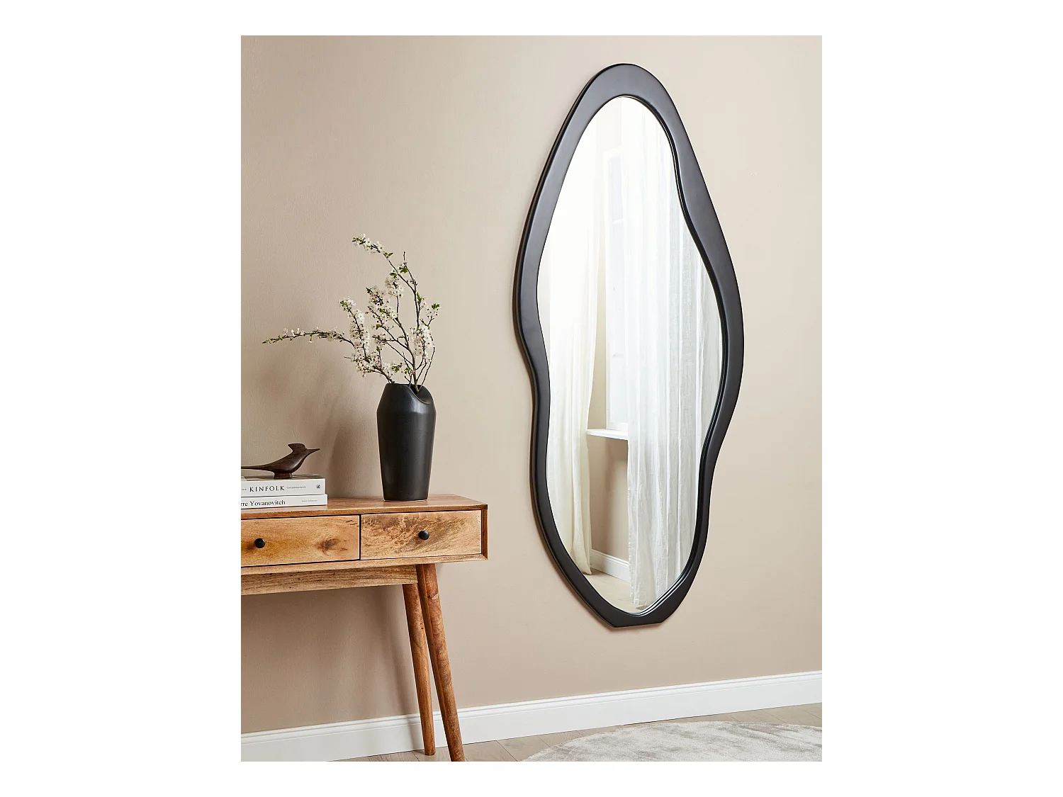 Wandspiegel BLET 80 cm 180 cm Hout Zwart