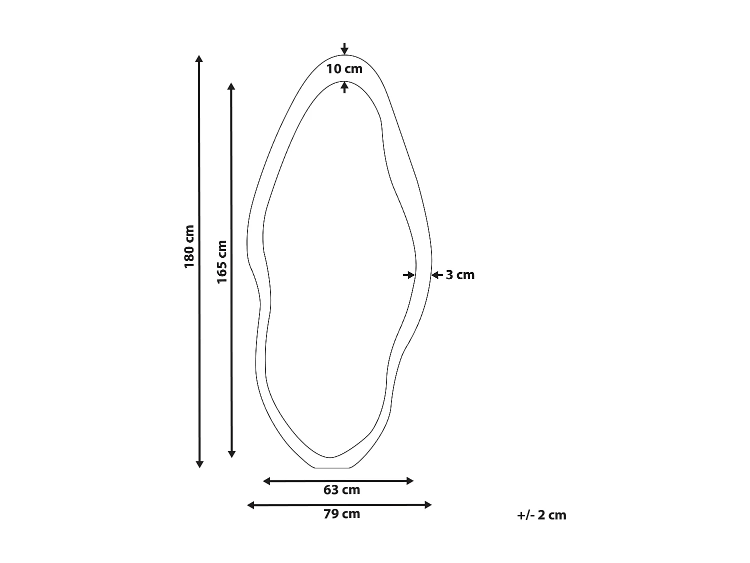Wandspiegel BLET 80 cm 180 cm Hout Zwart