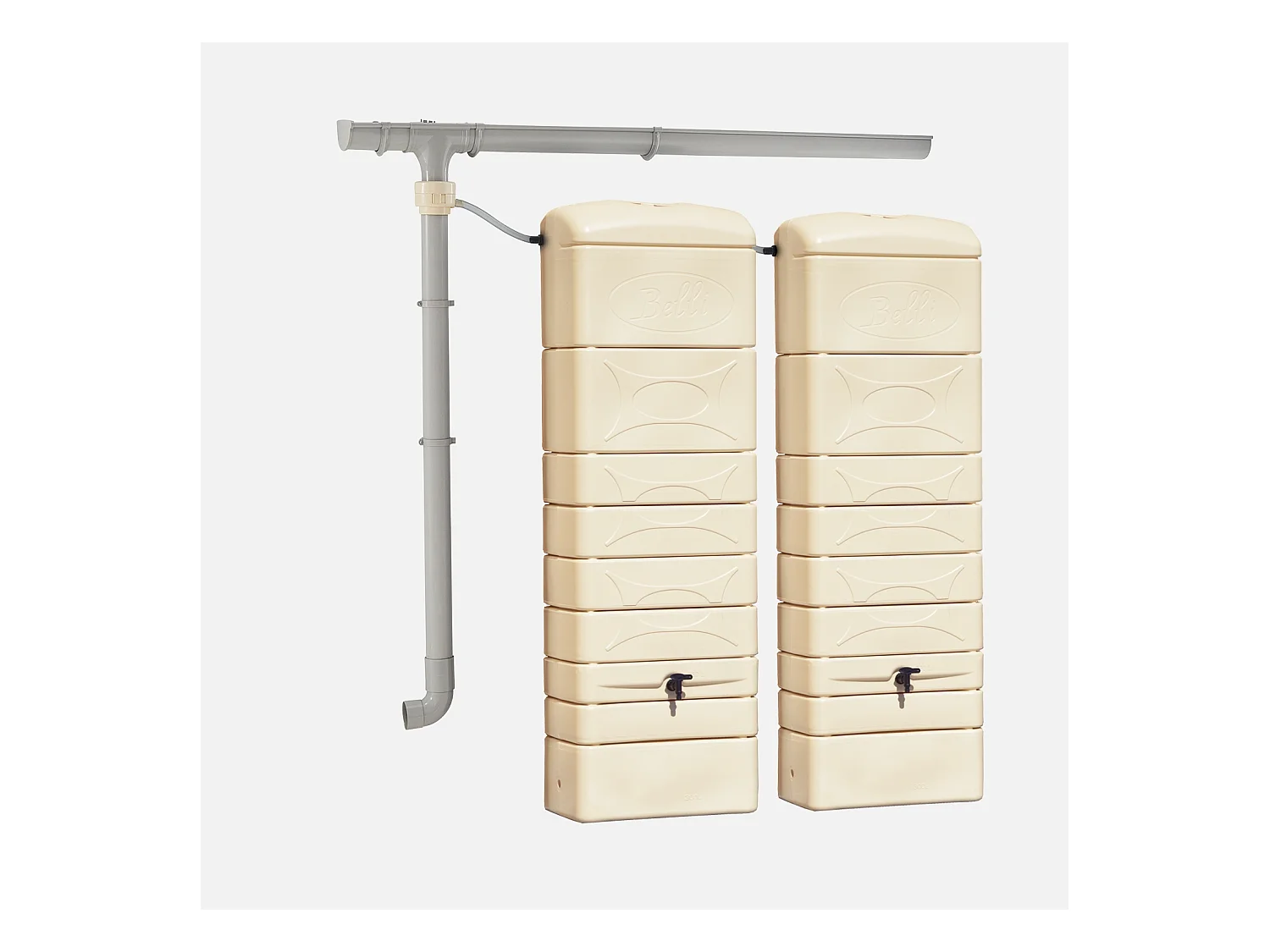 Set di 2 recuperatore d'acqua a parete chastang, 300l, beige