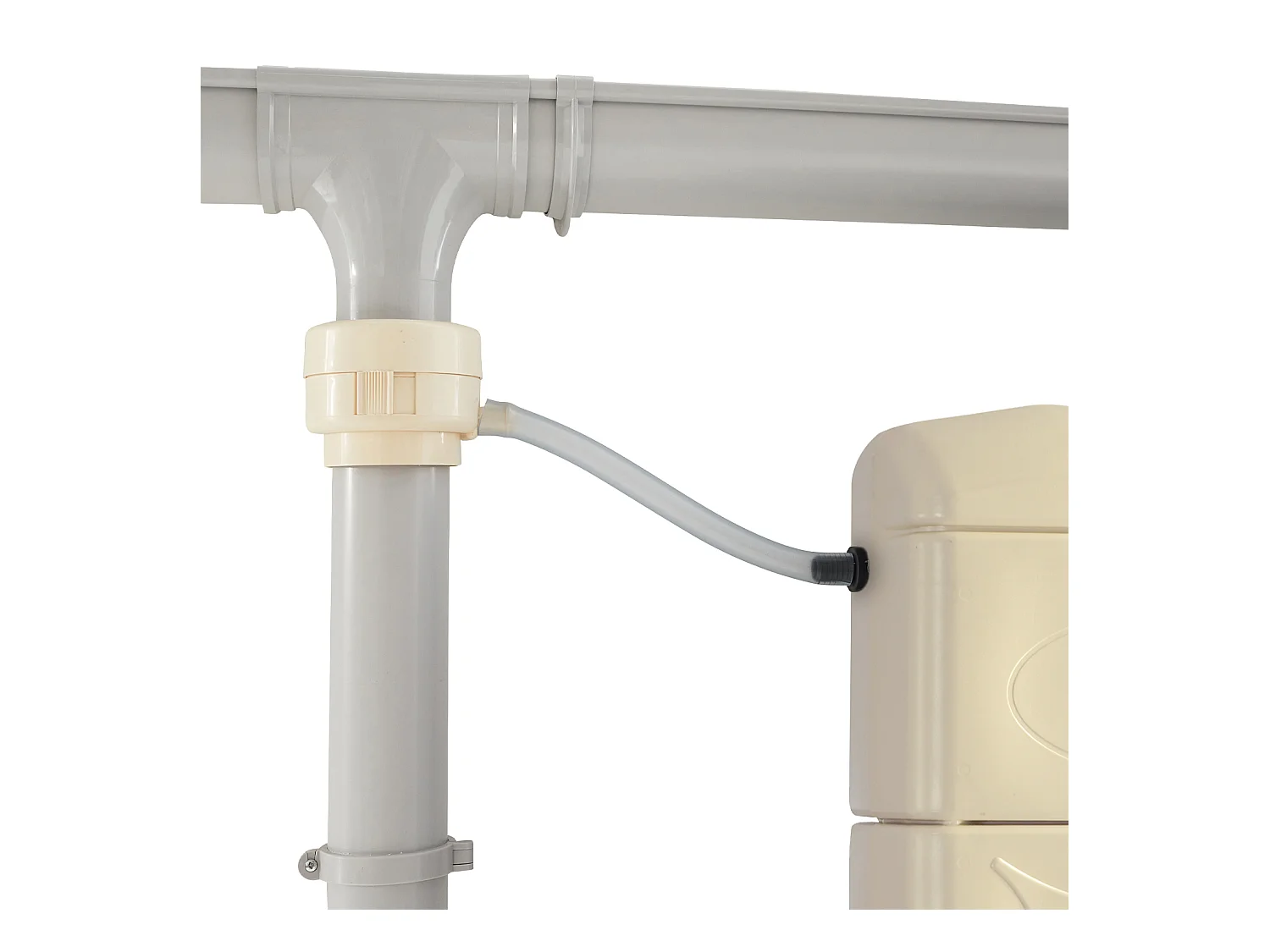 Lot de 2 récupérateurs d'eau. mural Chastang 300L Beige avec kit raccord chéneau inclus