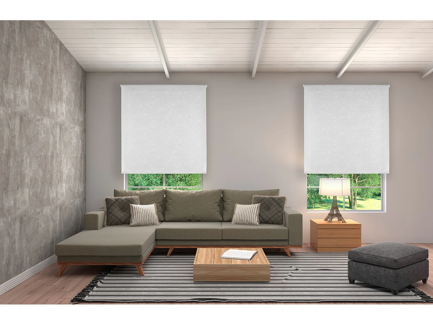 ESTORALIS | Estor Enrollable Translúcido | 150 x 255 cm (Ancho por Alto) Tamaño de Tela 147 x 250 cm | Modelo SELENE Color Blanco/Gris