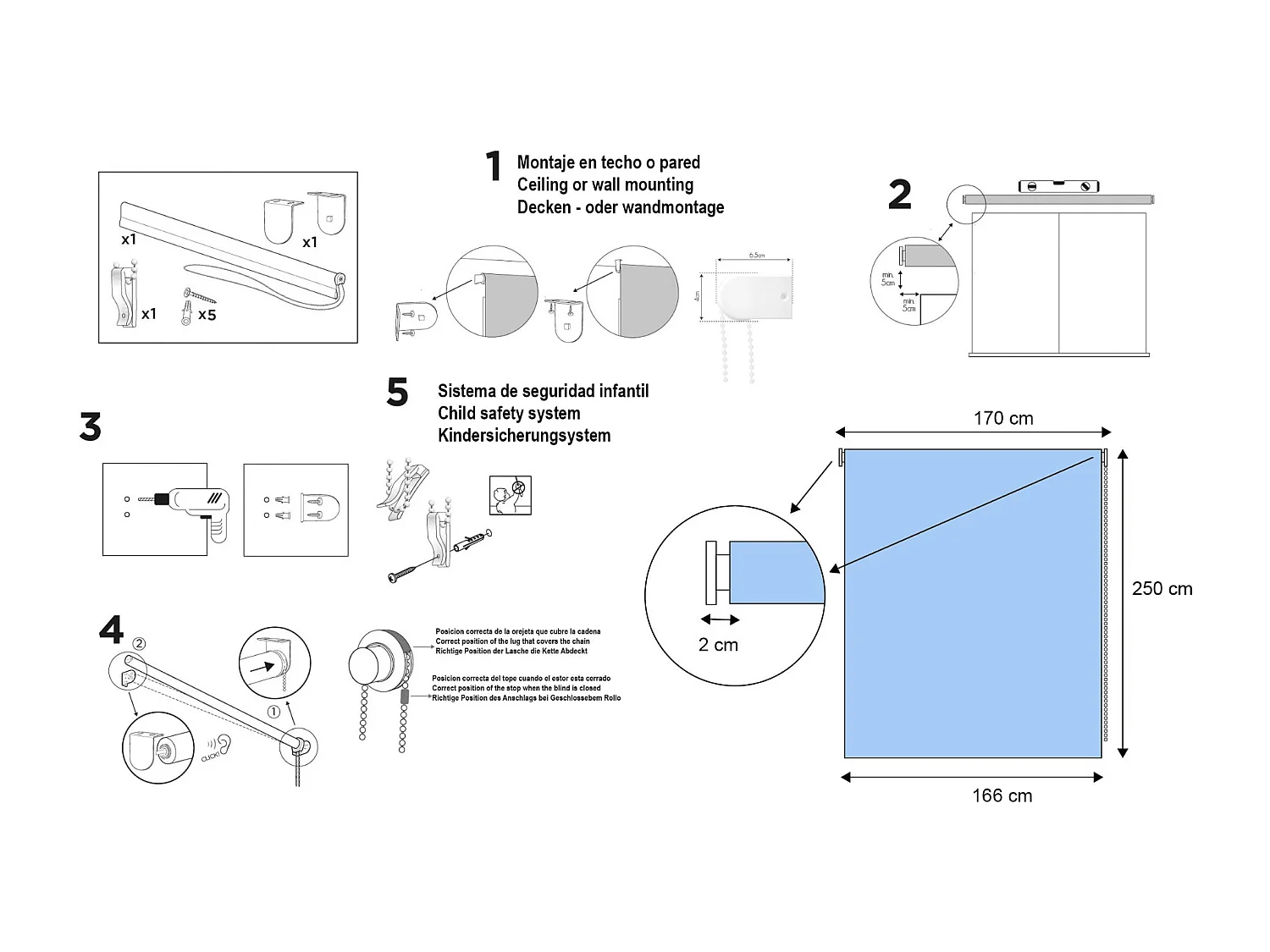 ESTORALIS | Estor Enrollable Translúcido | 170 x 255 cm (Ancho por Alto) Tamaño de Tela 167 x 250 cm | Modelo SANDOR Color Salmon