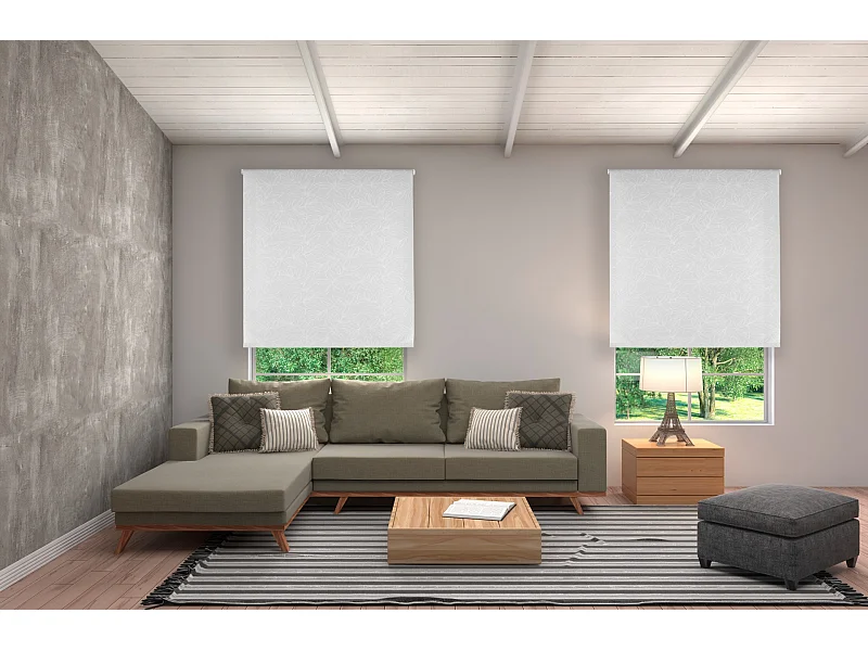 ESTORALIS | Estor Enrollable Translúcido | 130 x 255 cm (Ancho por Alto) Tamaño de Tela 127 x 250 cm | Modelo SELENE Color Blanco/Gris