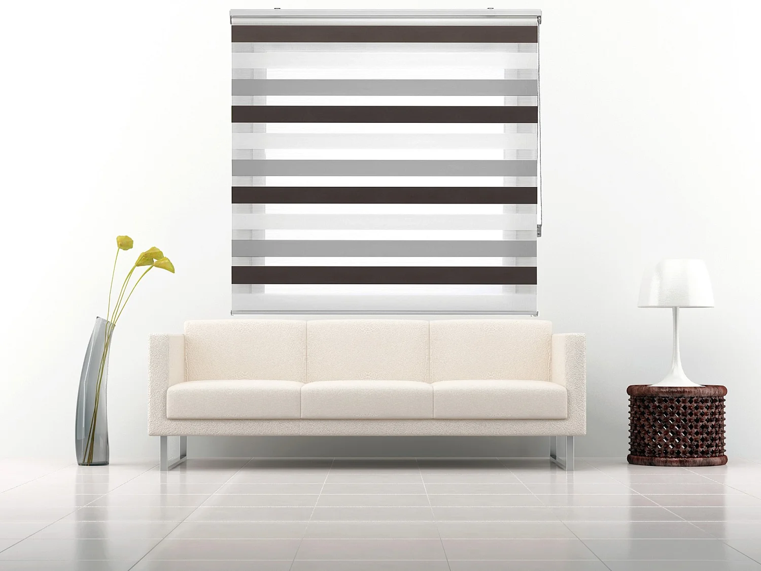 ESTORALIS | Estor Enrollable NOCHE y DIA | 105 x 180 cm (Ancho por Alto) Tamaño de Tela 102 x 175 cm | Modelo LORAS Color Marron/Gris