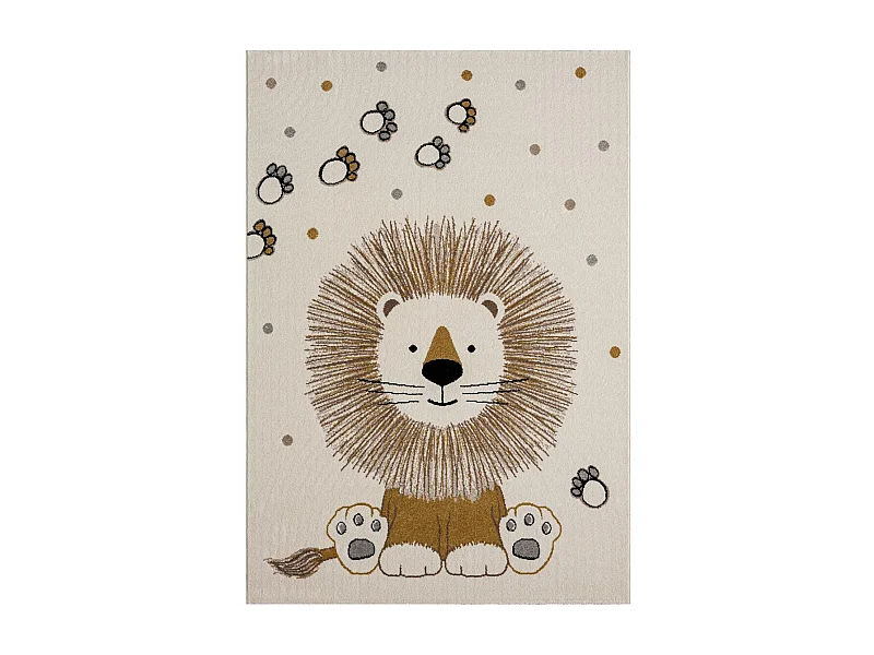 Tapis enfant 40x60 rectangle tissé crème motif animaux SWEETLION