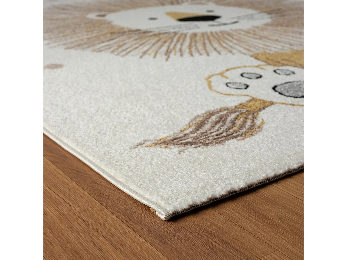 Tapis enfant Ø100cm rond tissé crème SWEETLION