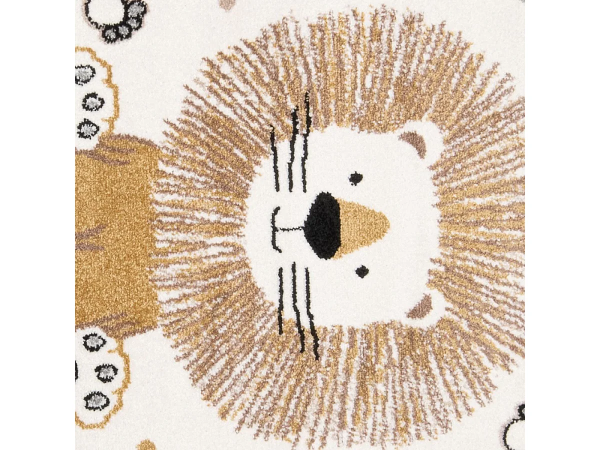 Tapis enfant Ø100cm rond tissé crème SWEETLION