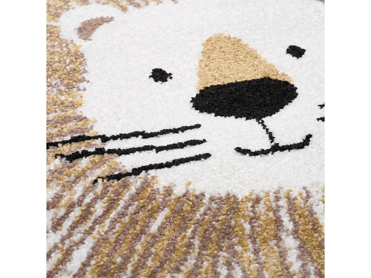 Tapis enfant Ø100cm rond tissé crème SWEETLION