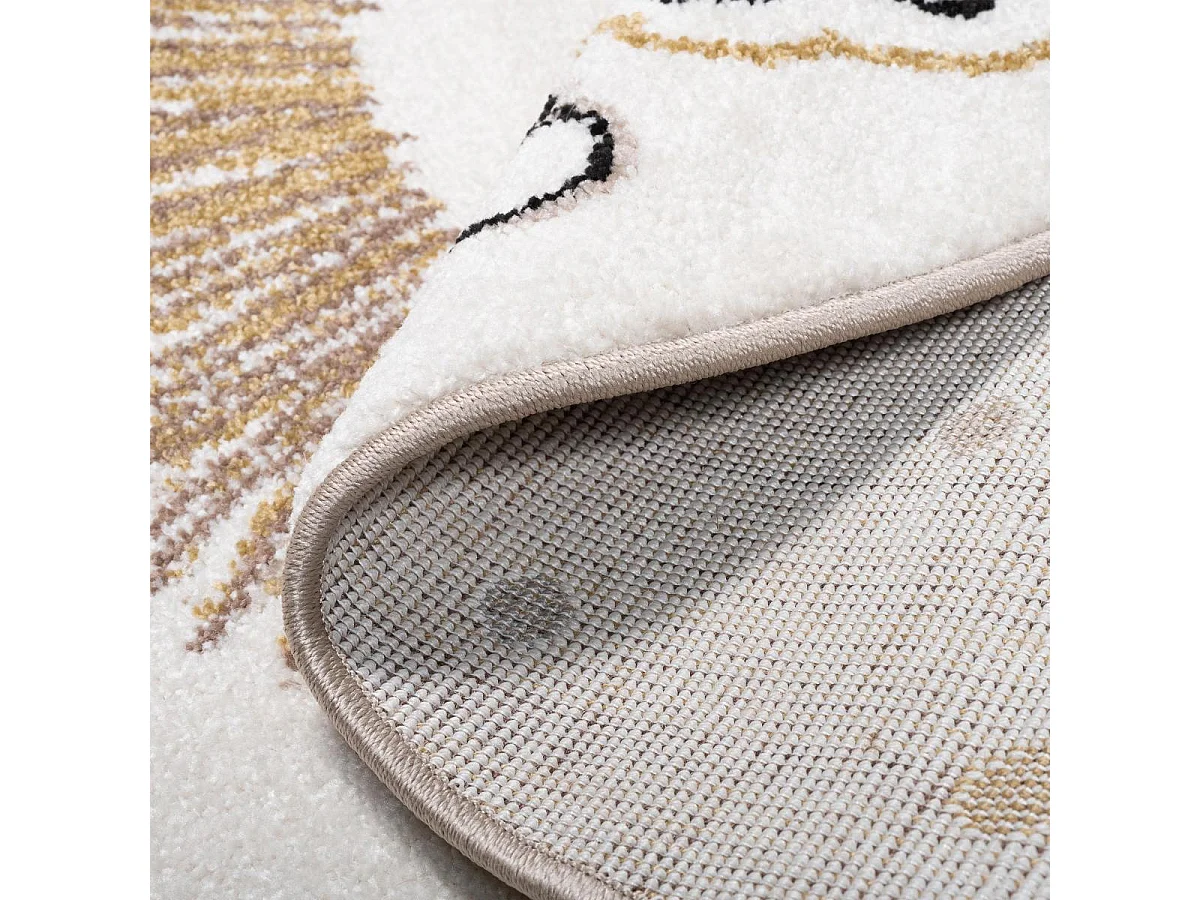 Tapis enfant Ø100cm rond tissé crème SWEETLION