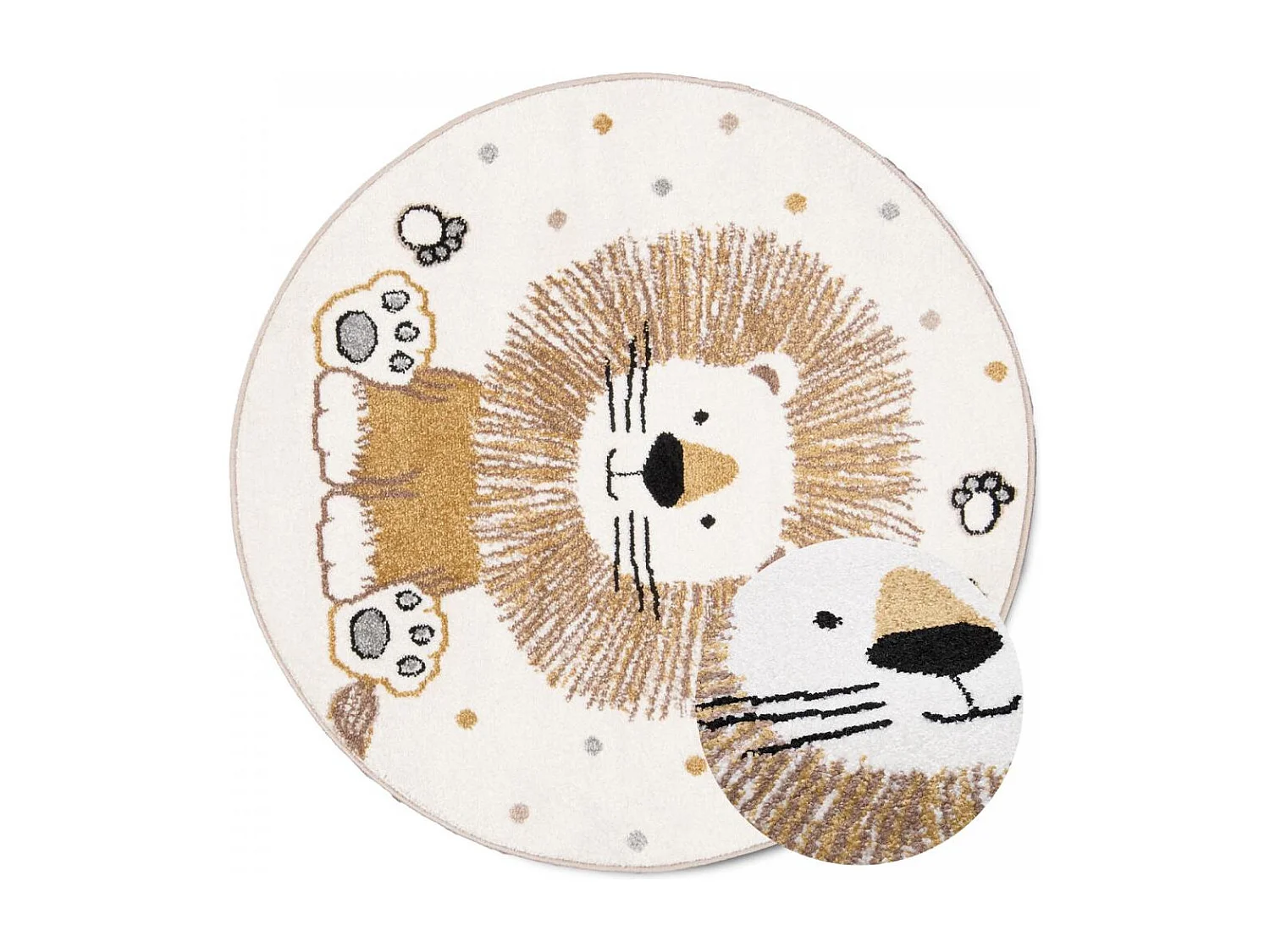 Tapis enfant Ø100cm rond tissé crème SWEETLION