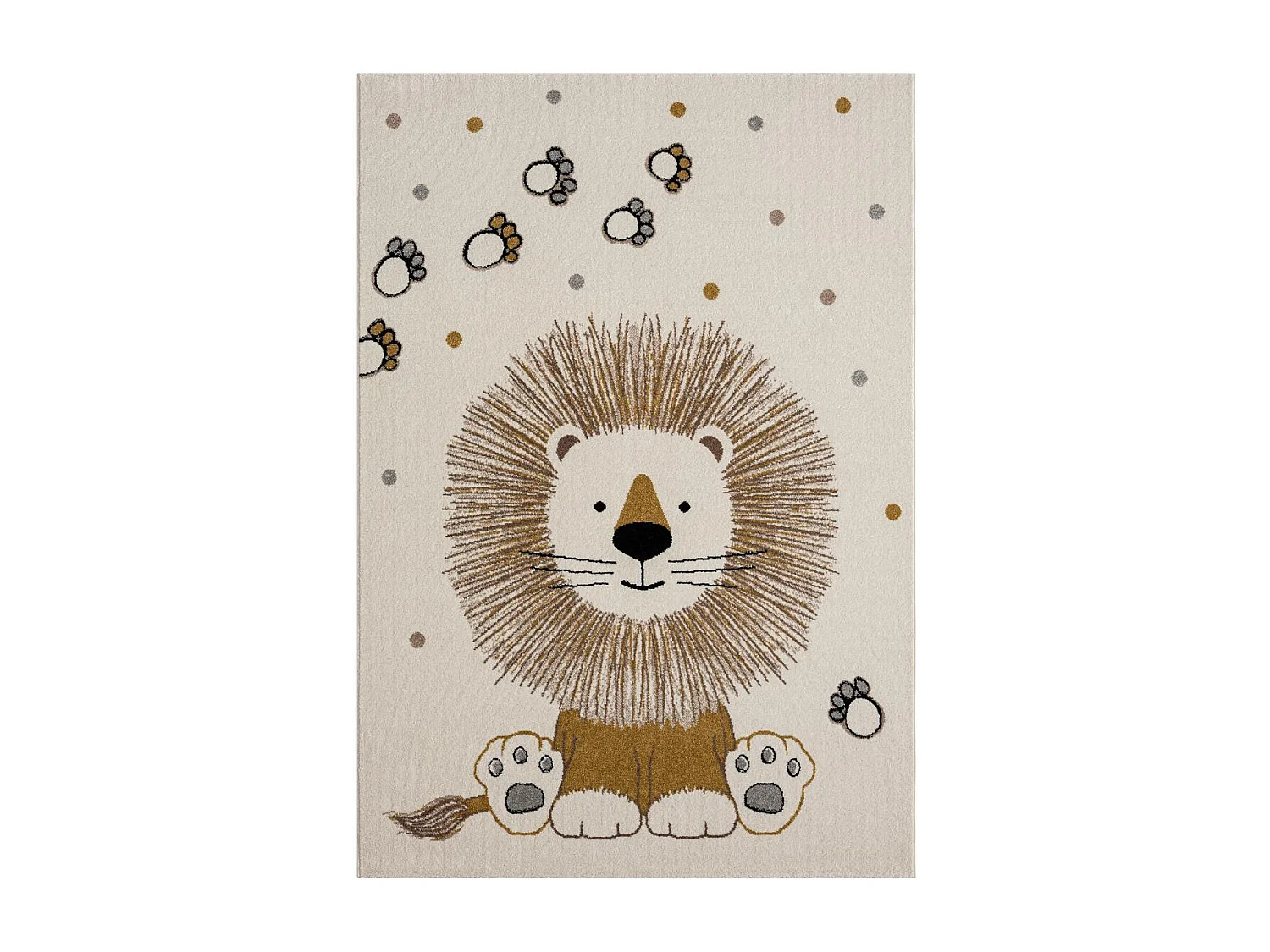 Tapis enfant 200x290 rectangle tissé crème motif animaux SWEETLION