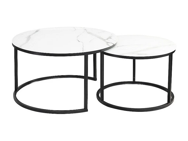 Zestaw 2 ław ATLANTA C biały marmur/czarny mat