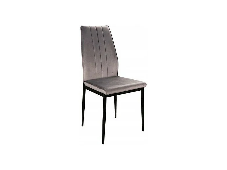 Chaise en velours et pieds en métal ATOM - Gris - H 93 x l 44 x P39 cm