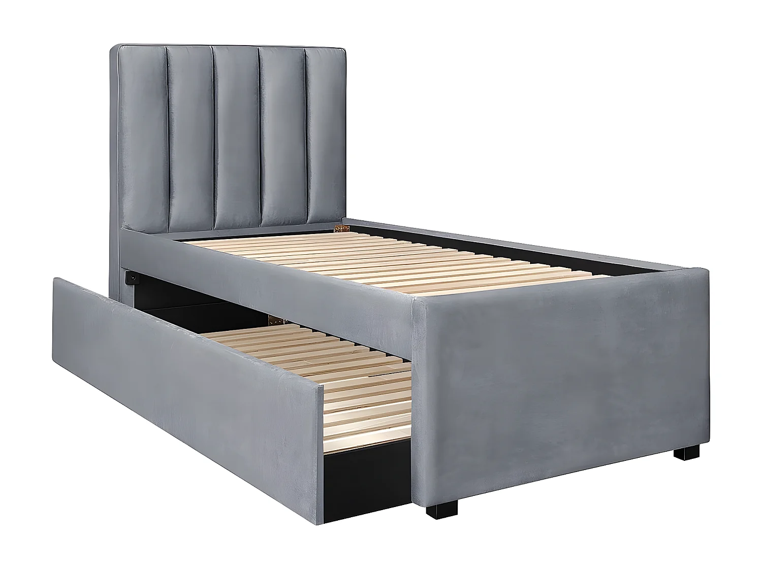 Letto Russo S (90x200)/Tessuto/Grigio