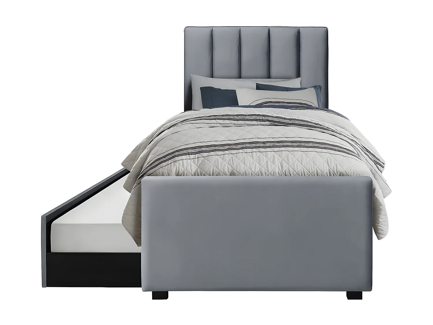 Letto Russo S (90x200)/Tessuto/Grigio