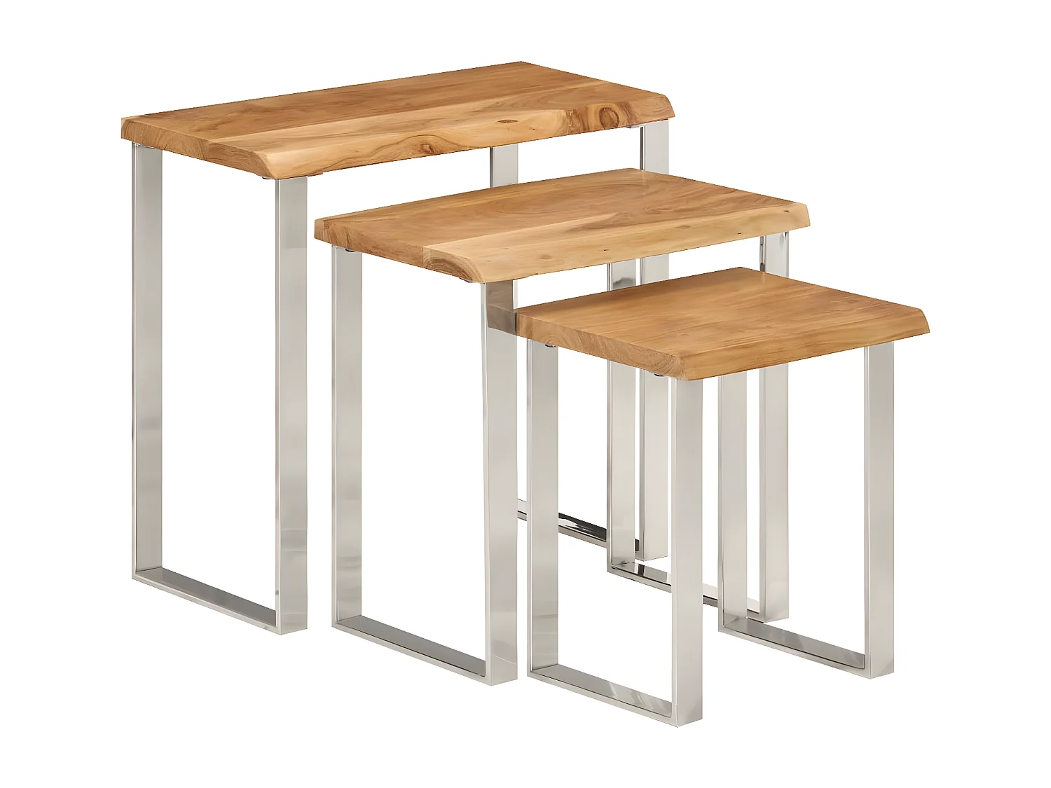 Tables gigognes 3 pcs avec bord vivant bois massif d'acacia