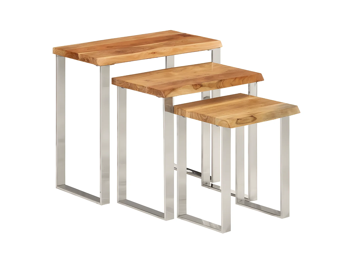 Tables gigognes 3 pcs avec bord vivant bois massif d'acacia