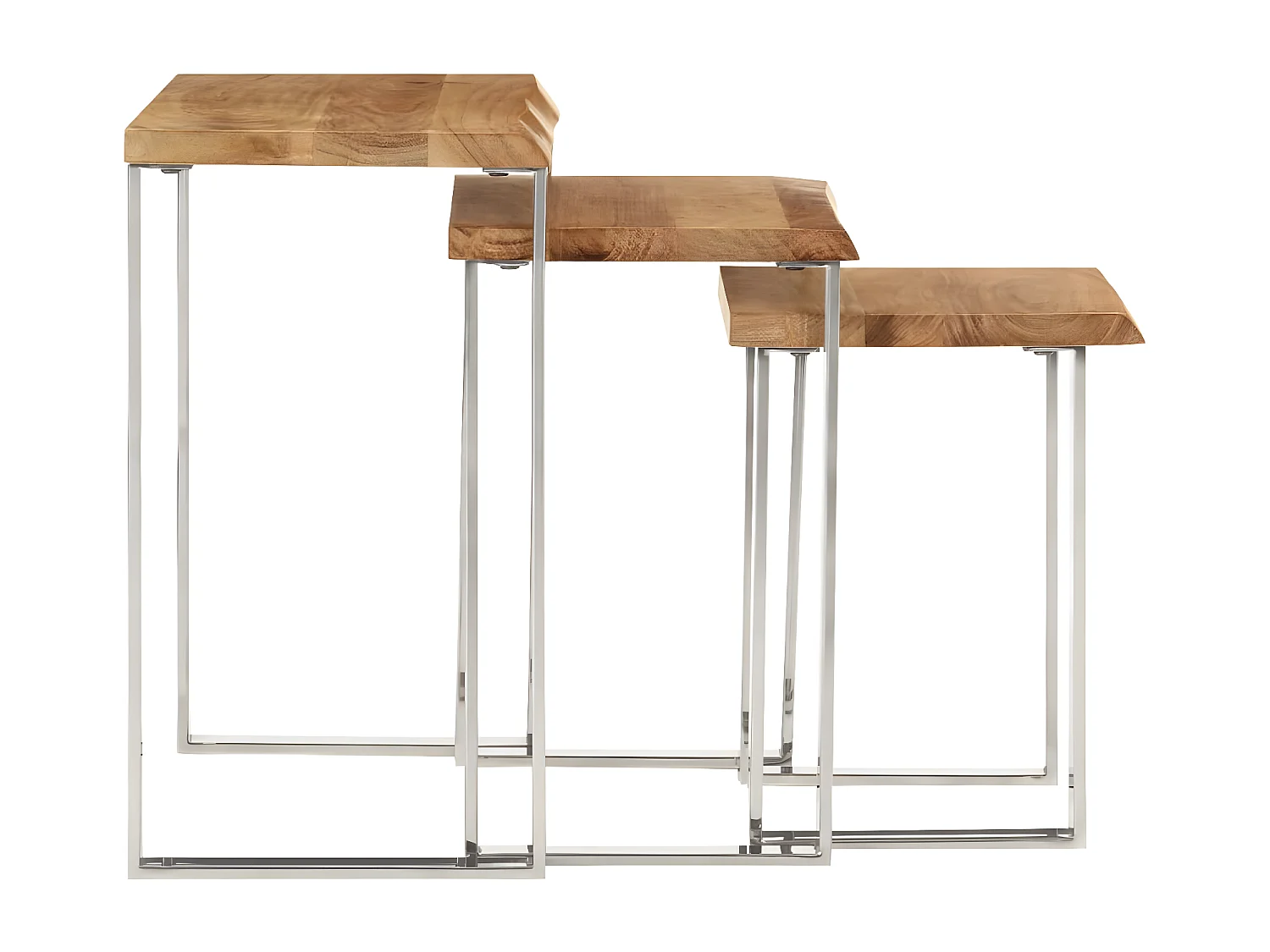 Tables gigognes 3 pcs avec bord vivant bois massif d'acacia
