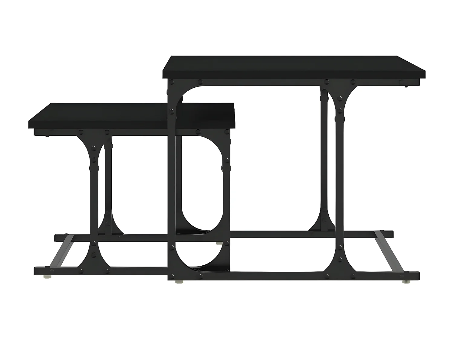 Table basse gigogne 2 pcs noir bois d'ingénierie