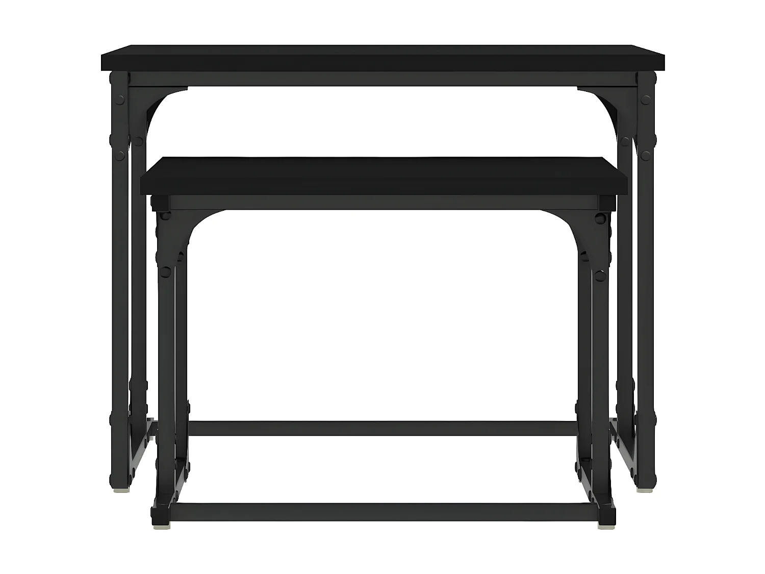 Table basse gigogne 2 pcs noir bois d'ingénierie