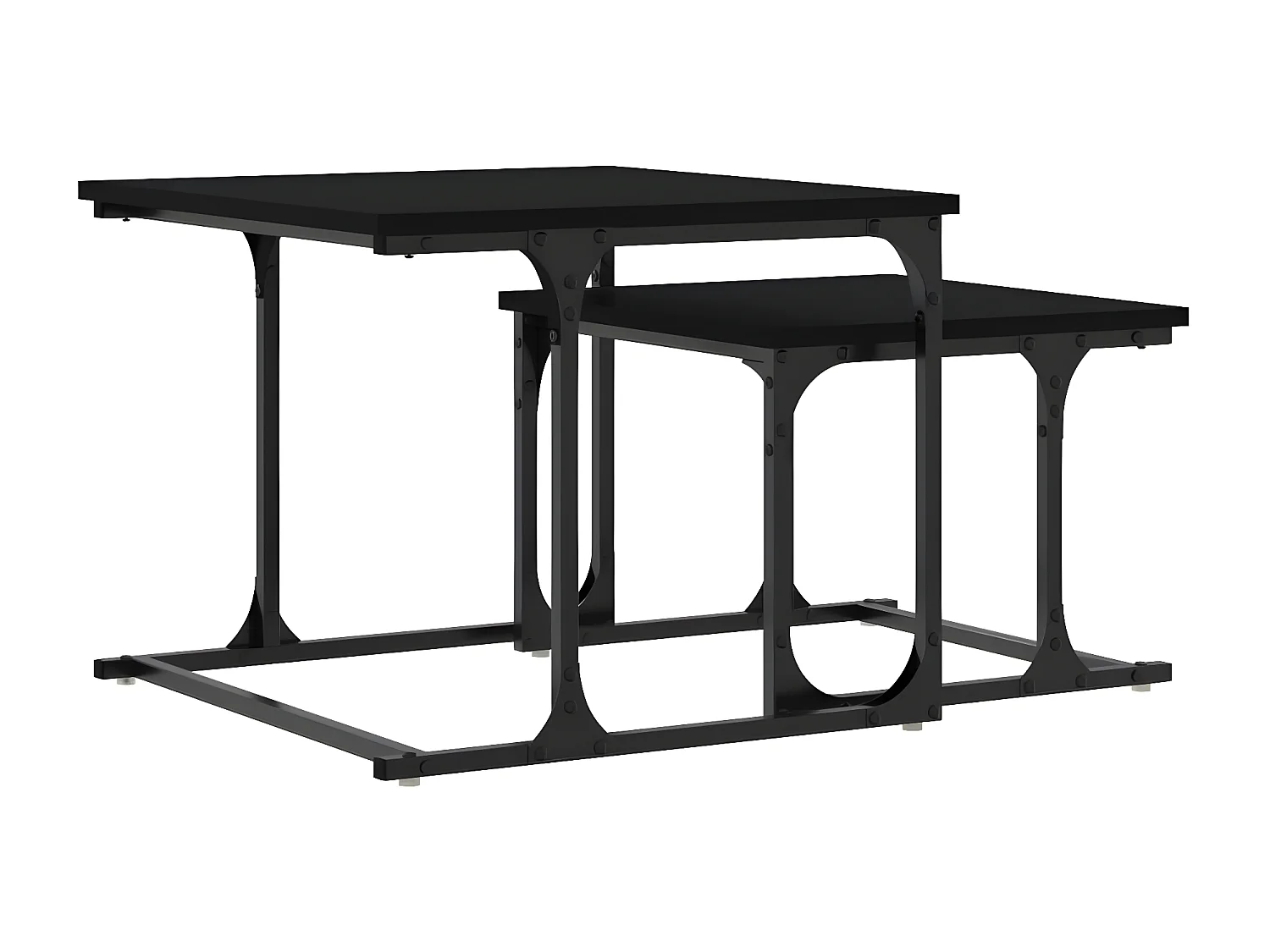 Table basse gigogne 2 pcs noir bois d'ingénierie