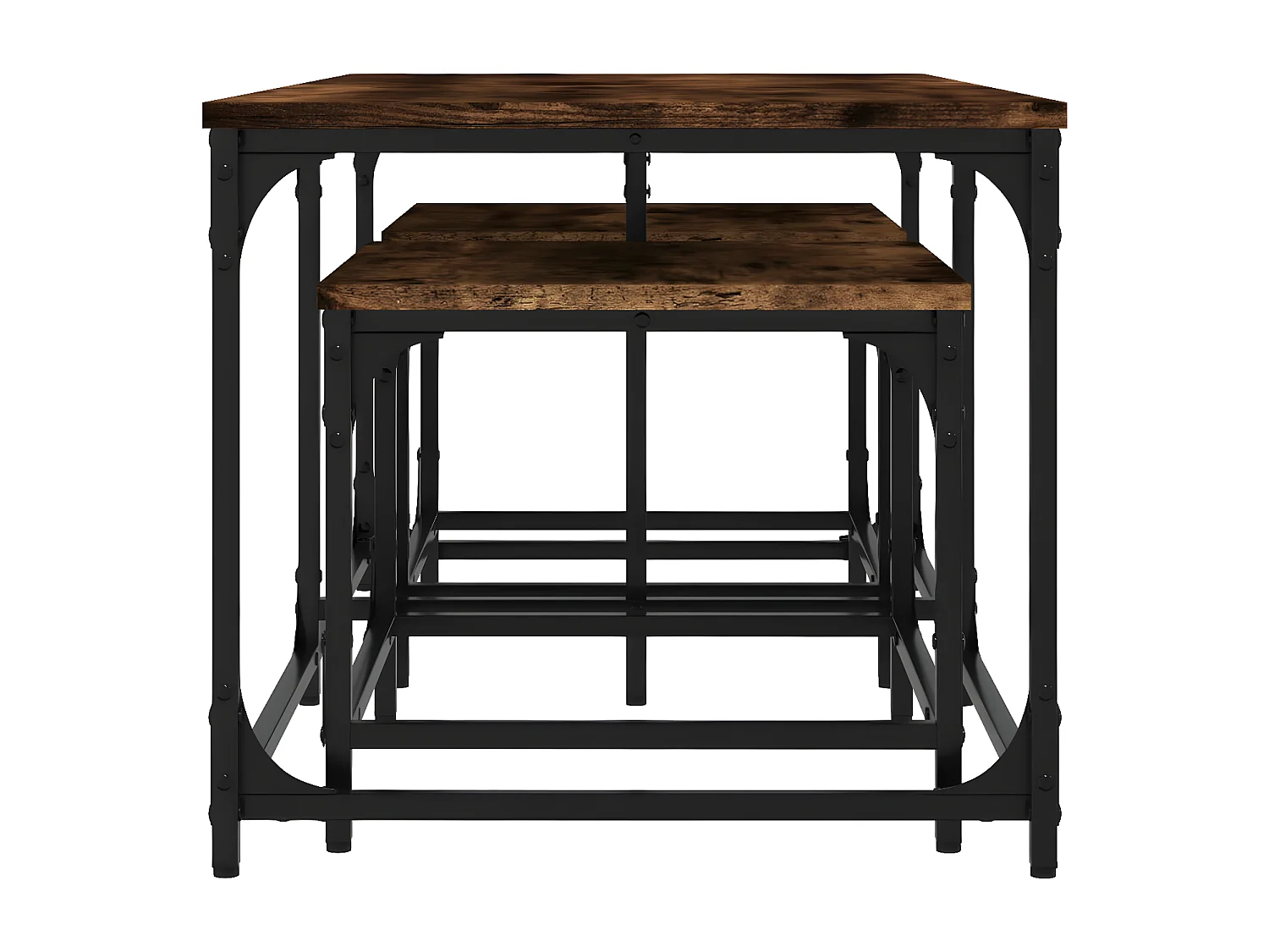 Tables basses gigognes 3 pcs chêne fumé bois d'ingénierie