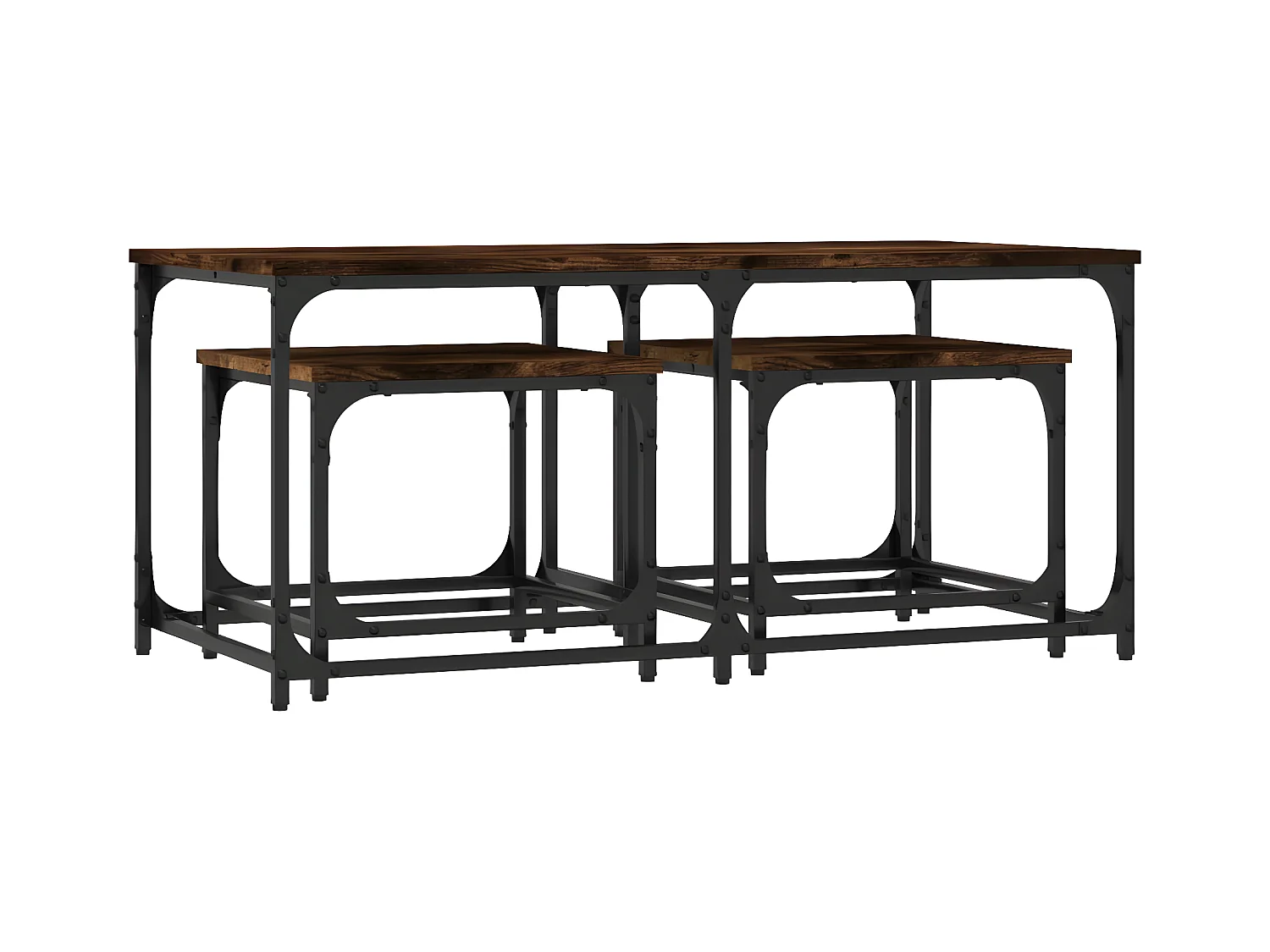 Tables basses gigognes 3 pcs chêne fumé bois d'ingénierie