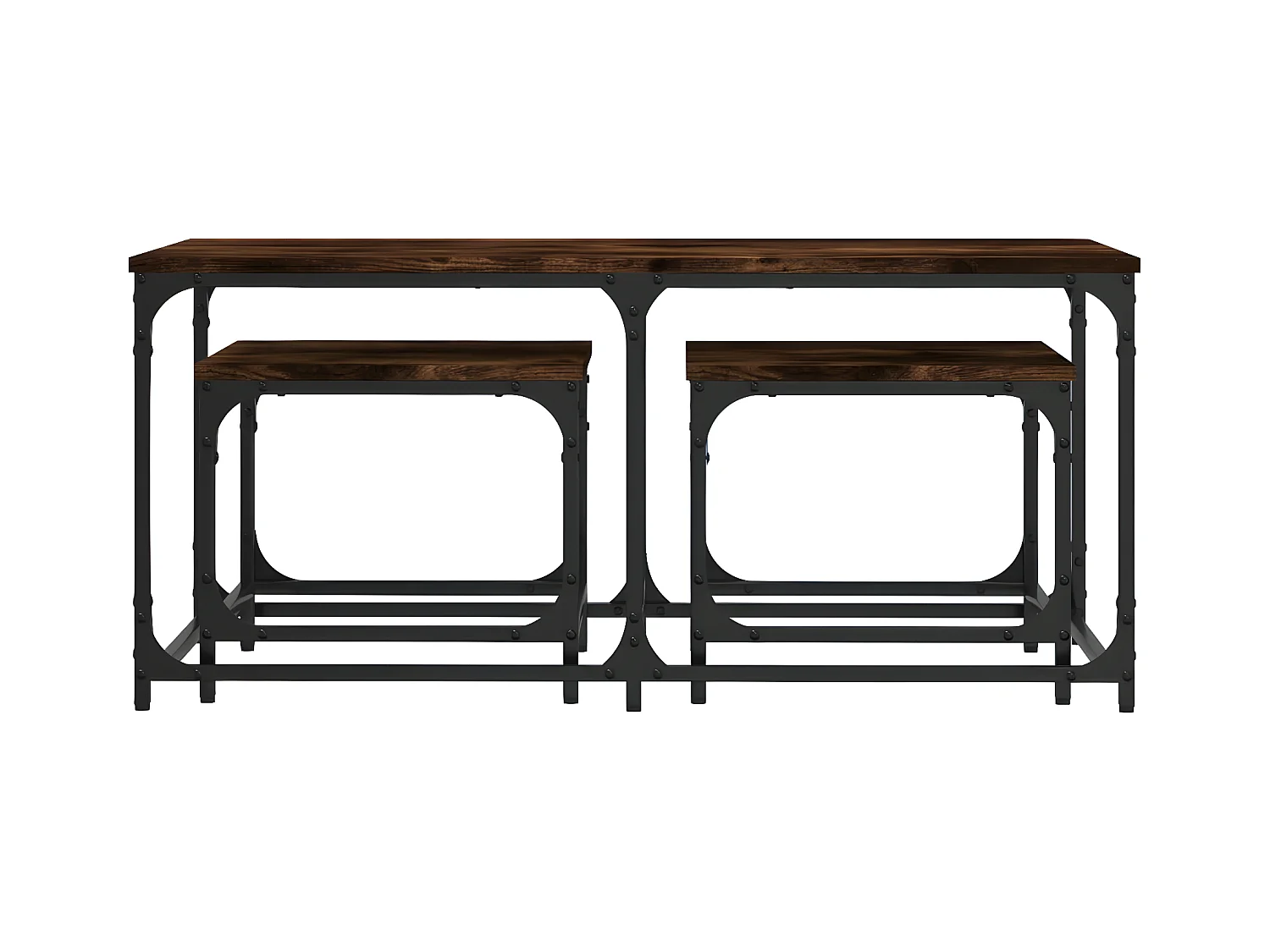 Tables basses gigognes 3 pcs chêne fumé bois d'ingénierie