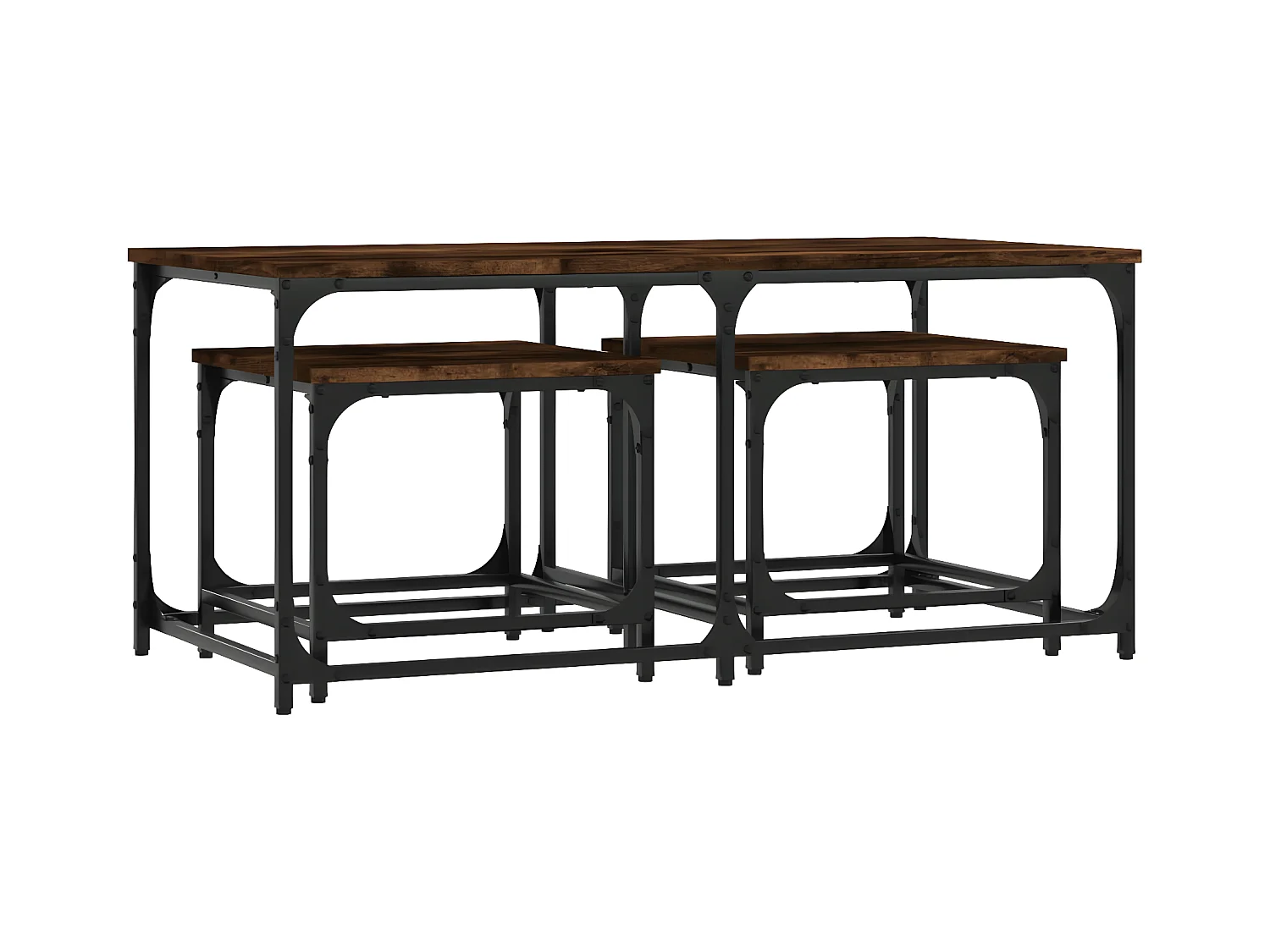 Tables basses gigognes 3 pcs chêne fumé bois d'ingénierie