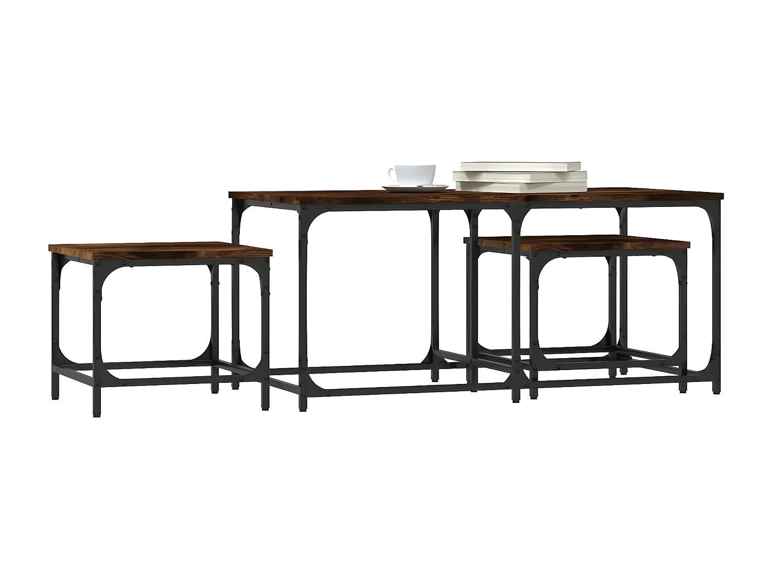 Tables basses gigognes 3 pcs chêne fumé bois d'ingénierie