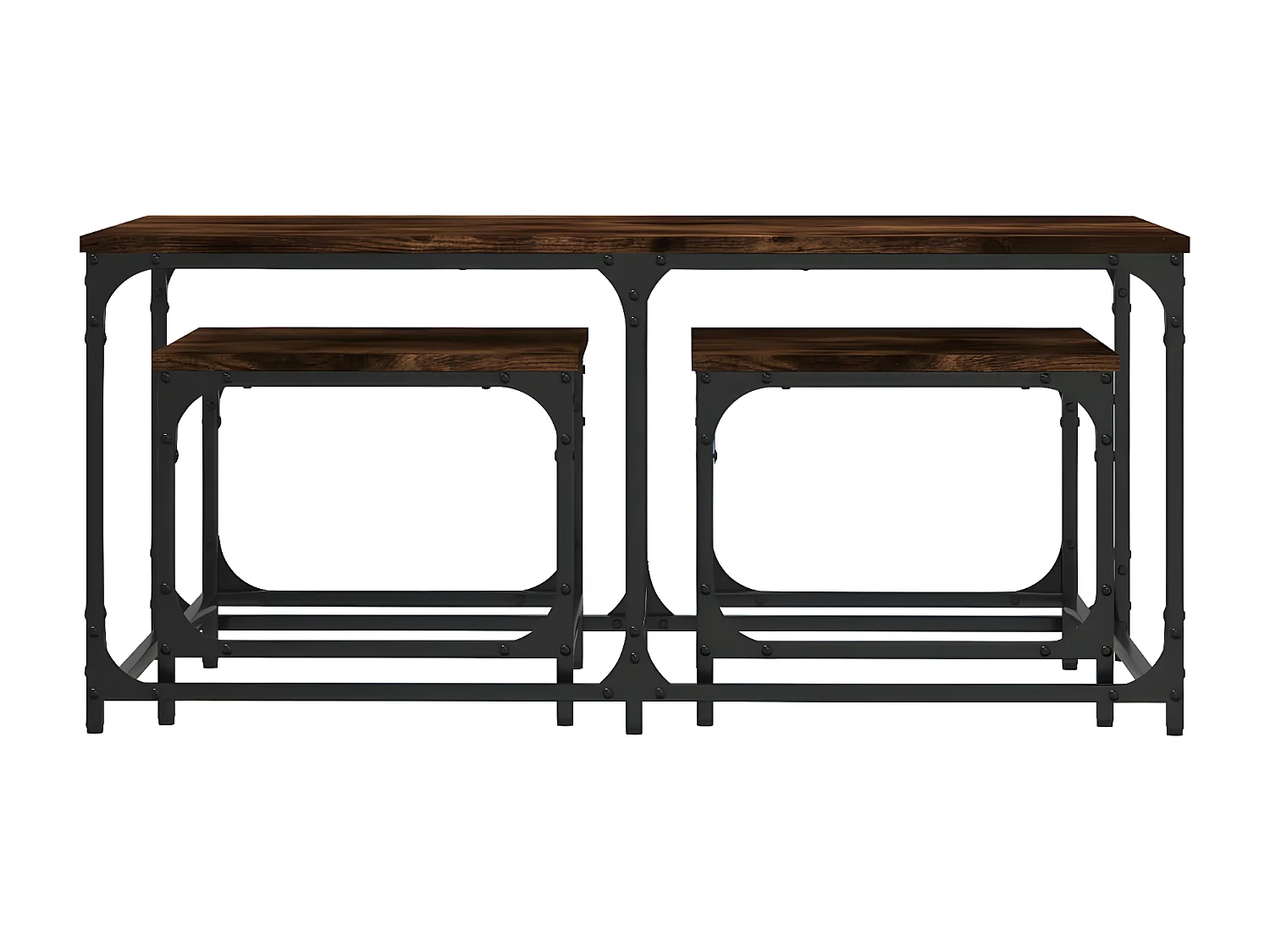 Tables basses gigognes 3 pcs chêne fumé bois d'ingénierie