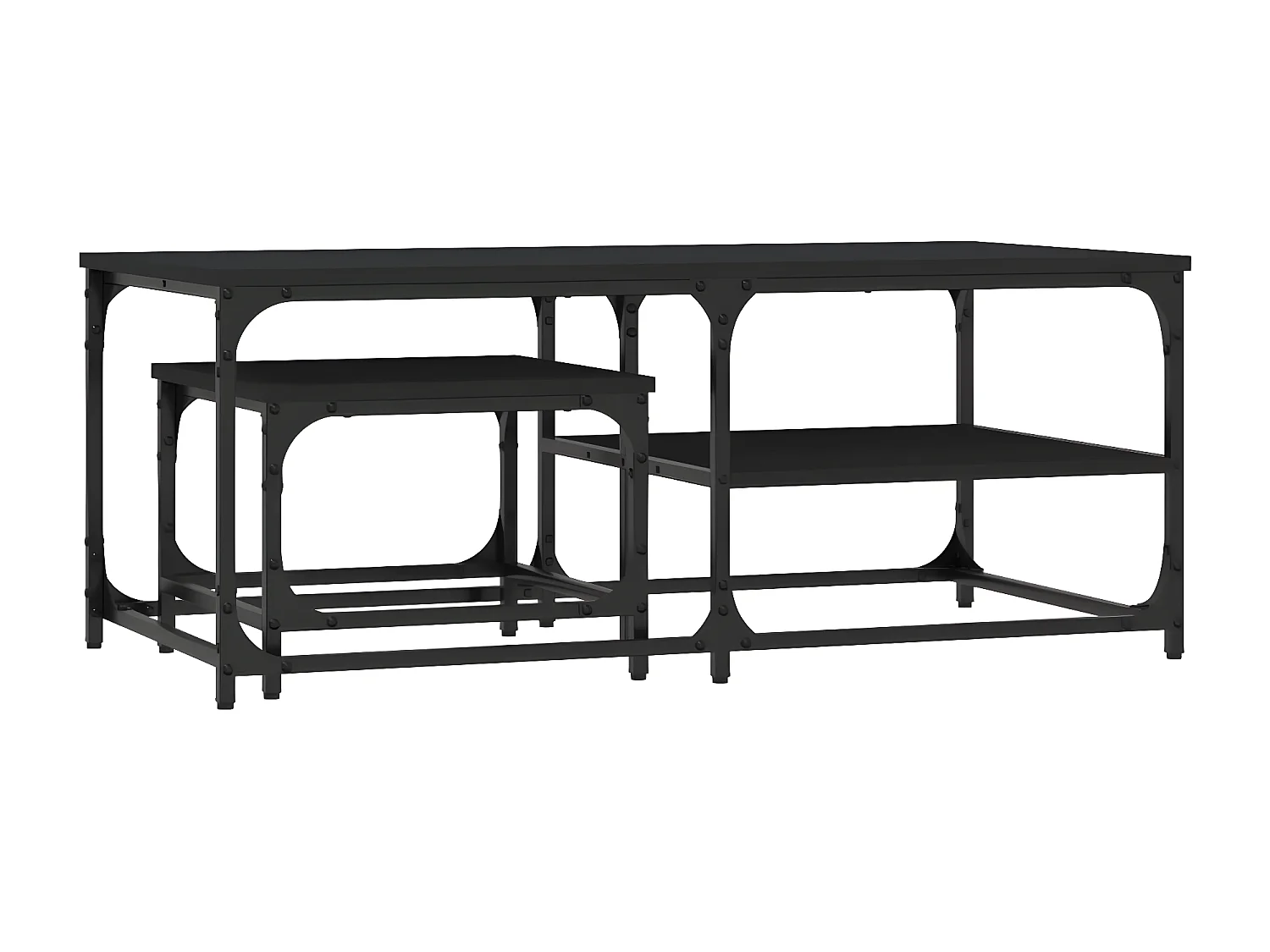 Tables basses gigognes 2 pcs noir bois d'ingénierie