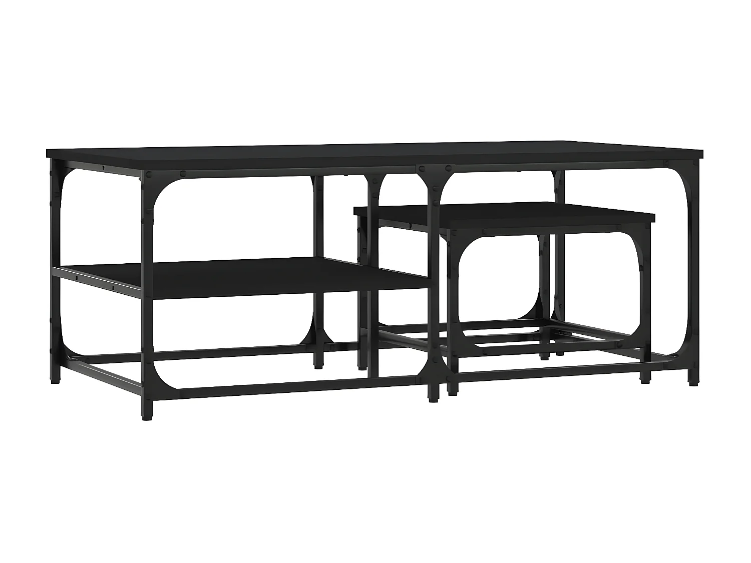 Tables basses gigognes 2 pcs noir bois d'ingénierie