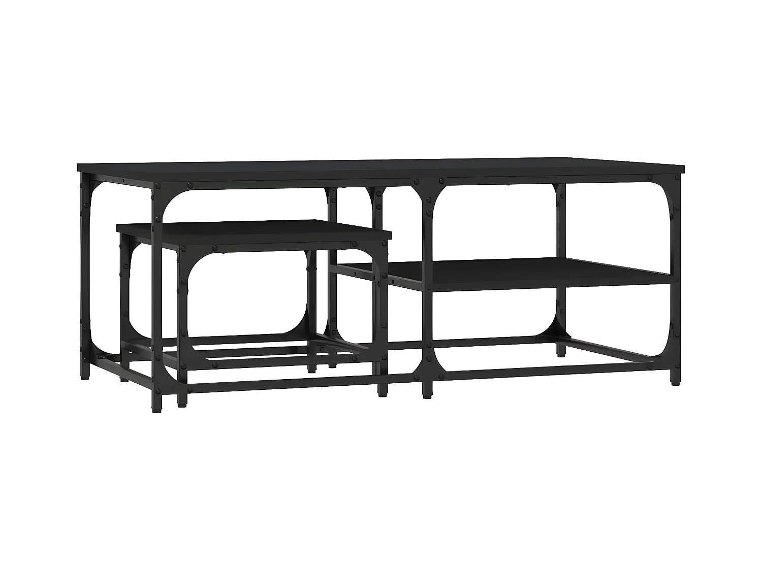 Tables basses gigognes 2 pcs noir bois d'ingénierie