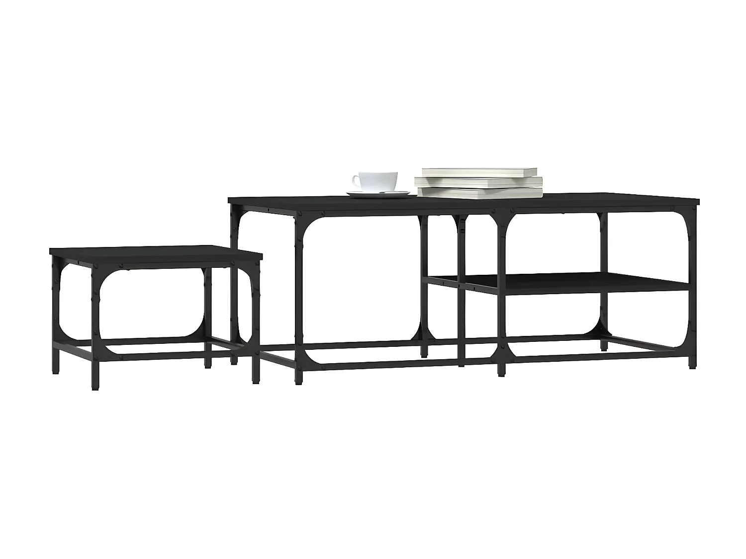 Tables basses gigognes 2 pcs noir bois d'ingénierie