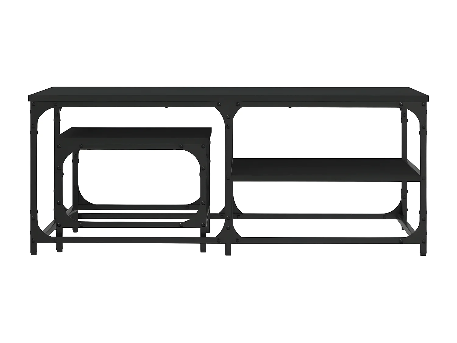 Tables basses gigognes 2 pcs noir bois d'ingénierie