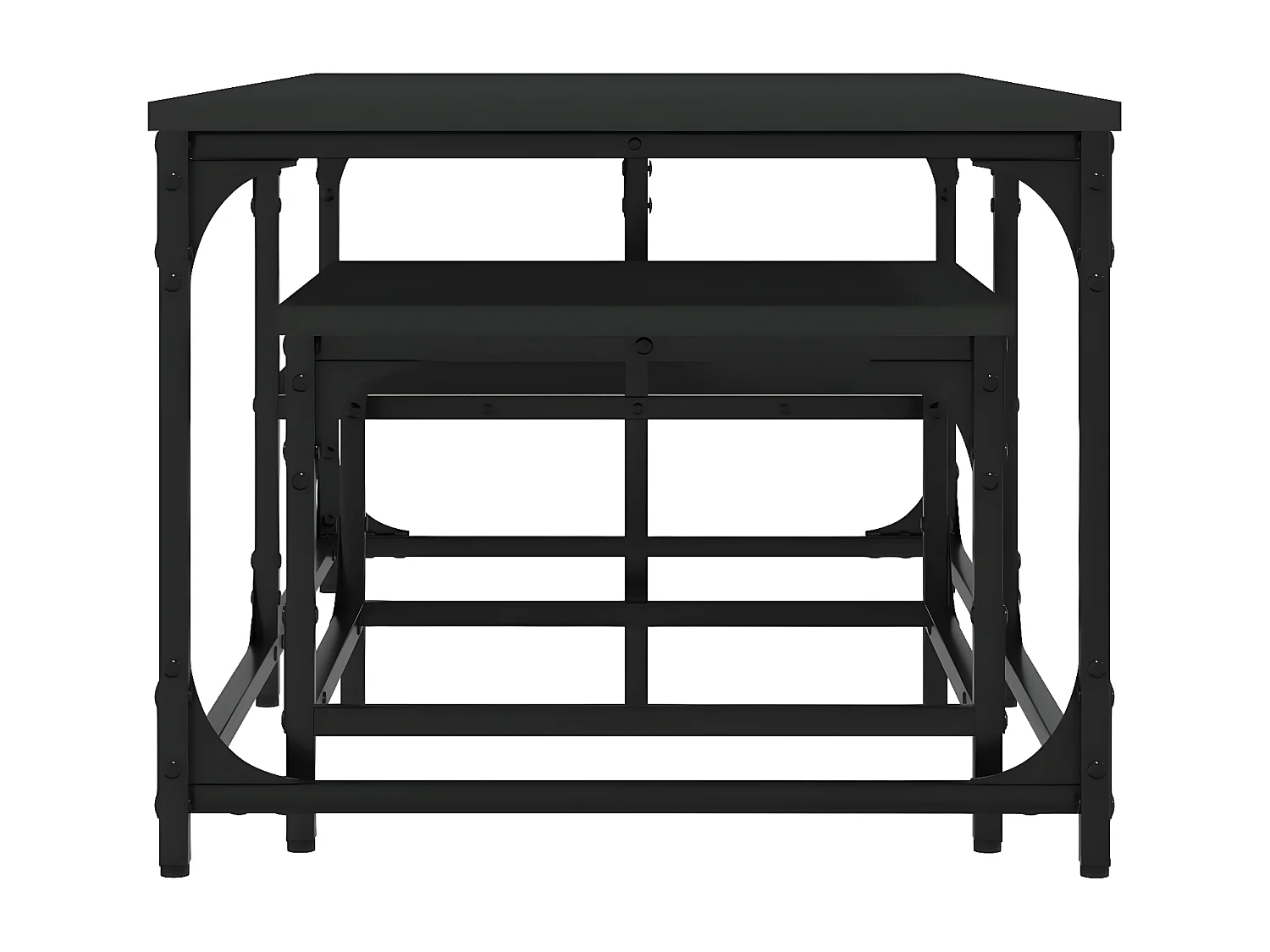 Tables basses gigognes 2 pcs noir bois d'ingénierie