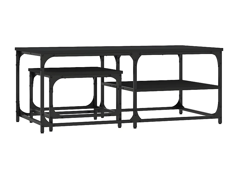 Tables basses gigognes 2 pcs noir bois d'ingénierie