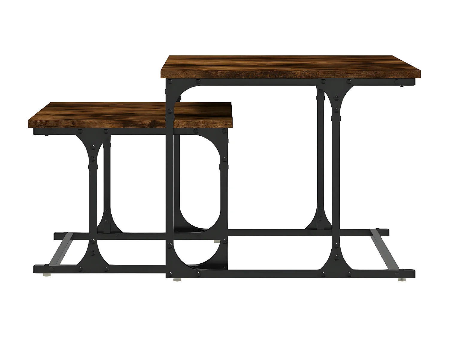 Table basse gigogne 2 pcs chêne fumé bois d'ingénierie