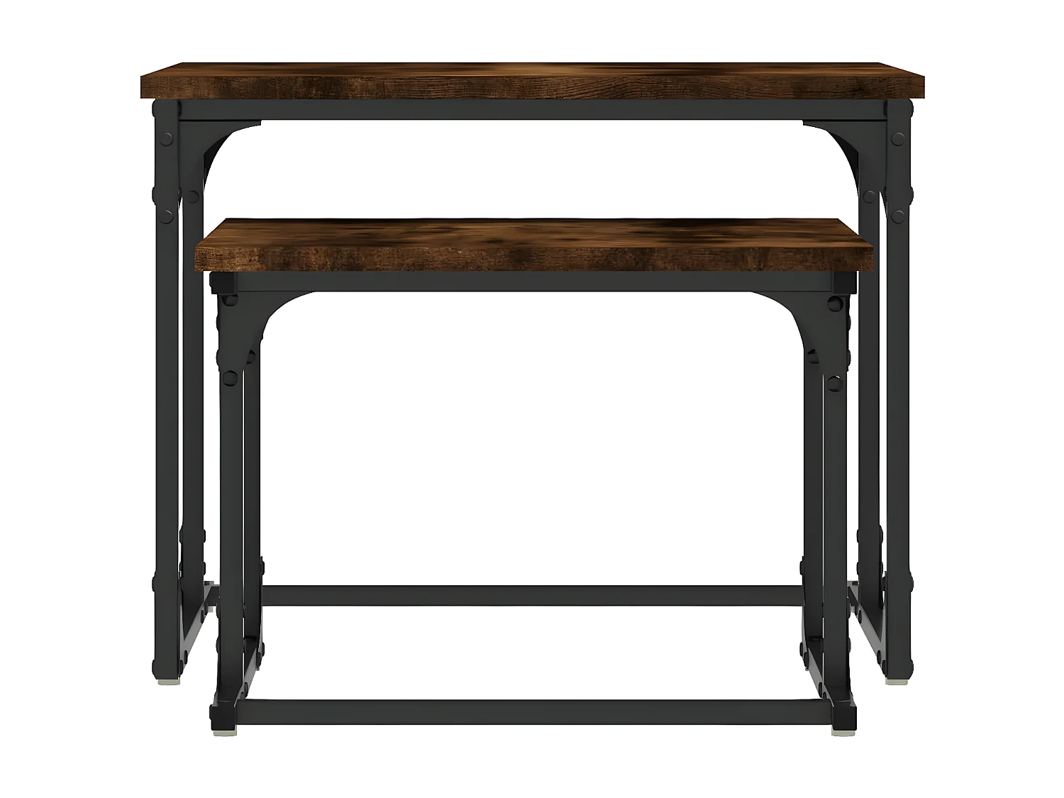 Table basse gigogne 2 pcs chêne fumé bois d'ingénierie